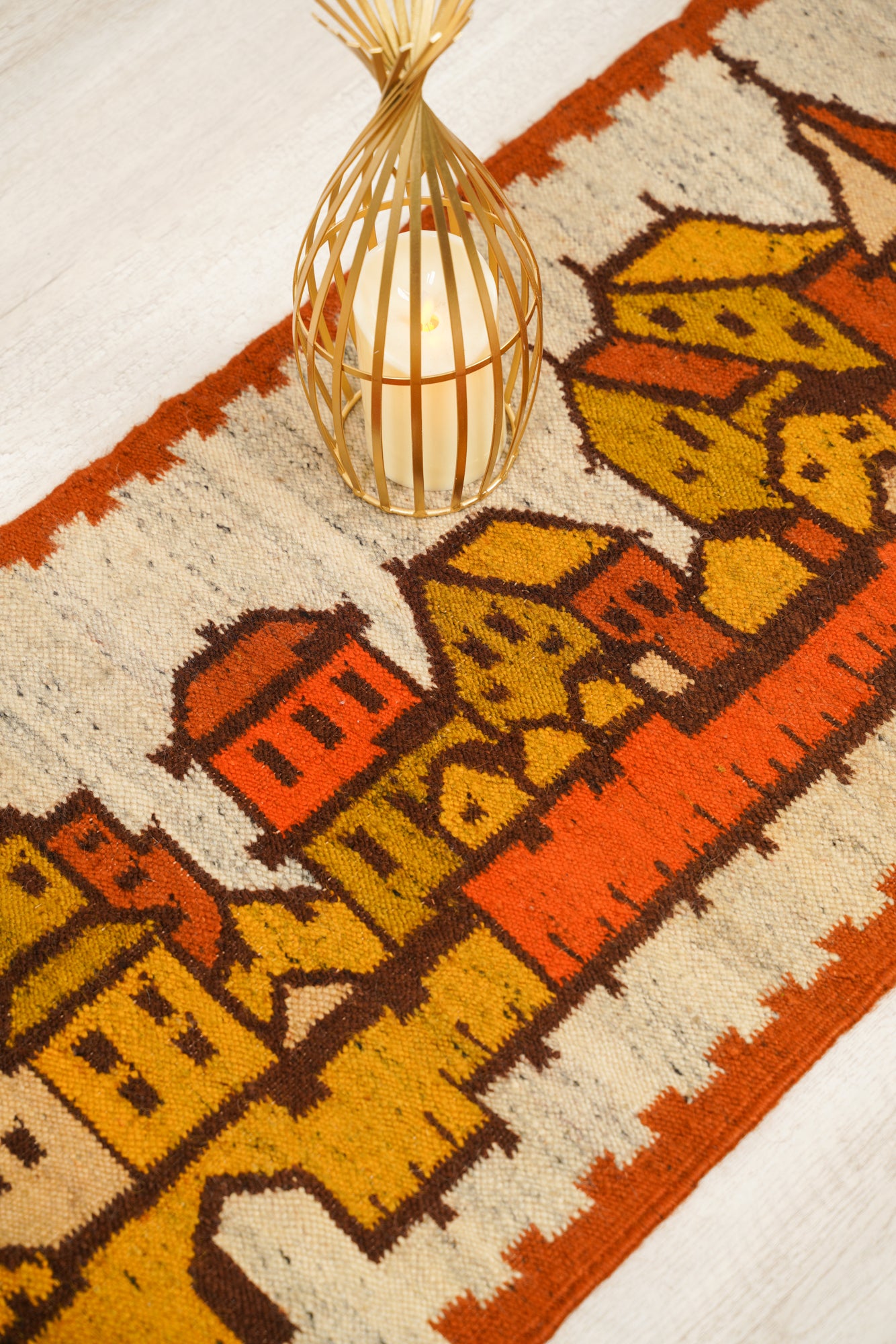 Vintage Polish Folklore Kilim 3'9" x 1'7"