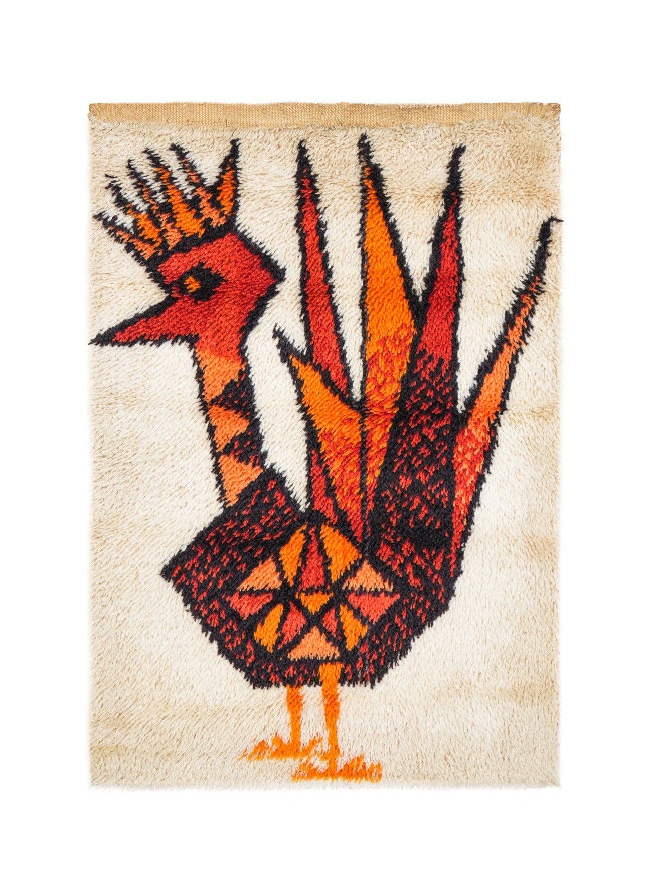 Vintage Scandinavian Rya Rug 3'2" x 2'4" (Danish EGE)