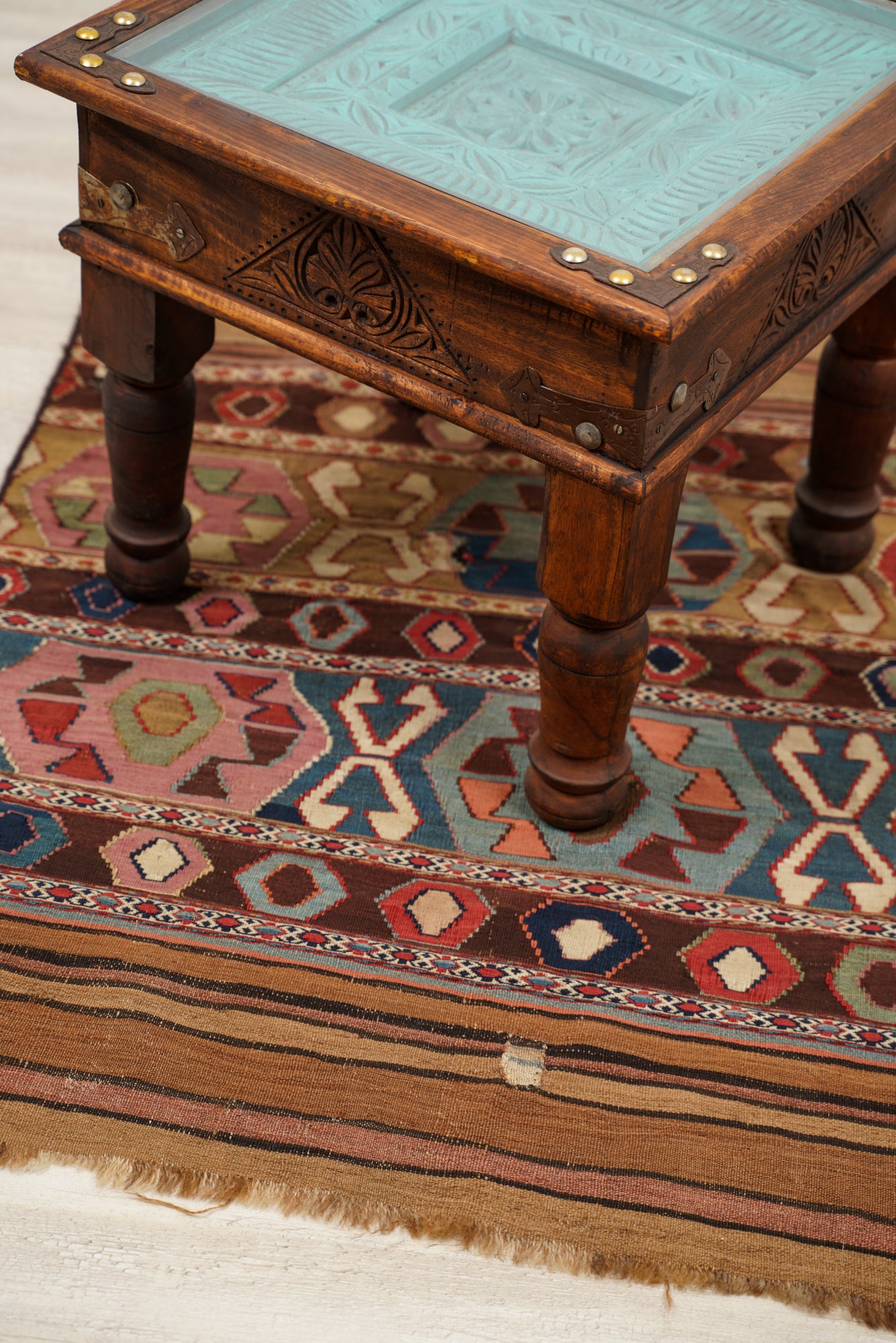 Antique South East Caucasian Kilim panel 3'8" x 3'3"