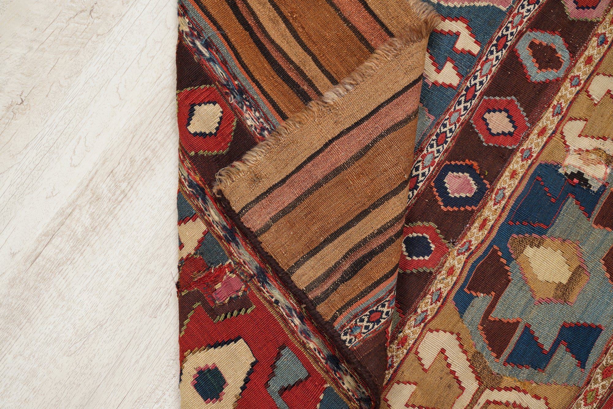 Antique South East Caucasian Kilim panel 3'8" x 3'3"