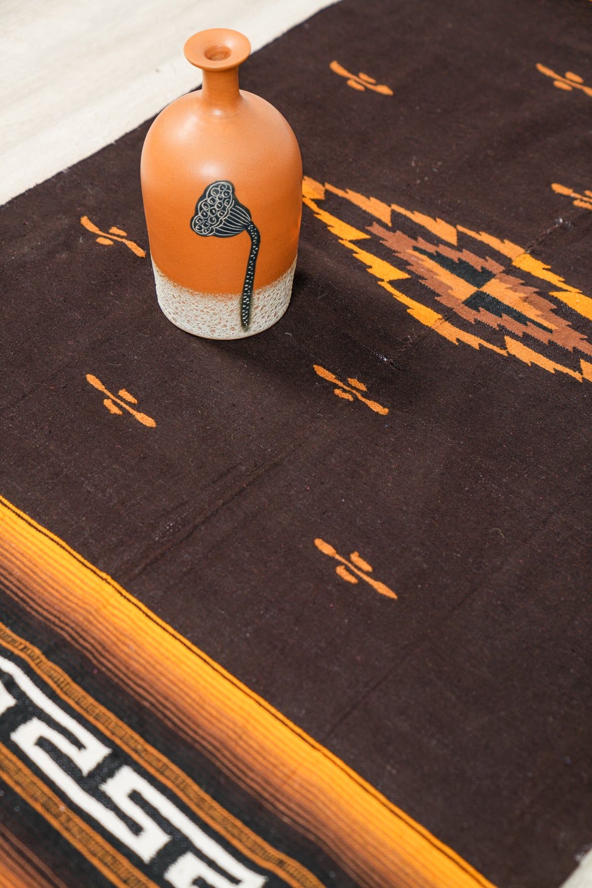 Vintage Mexican Serape Saltillo Kilim 6'6" x 3'