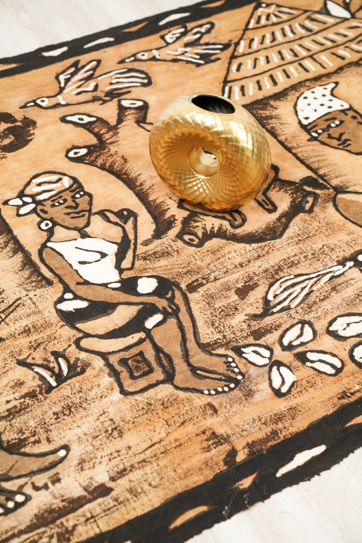 Vintage African Hand Painted Textile 6' x 4'