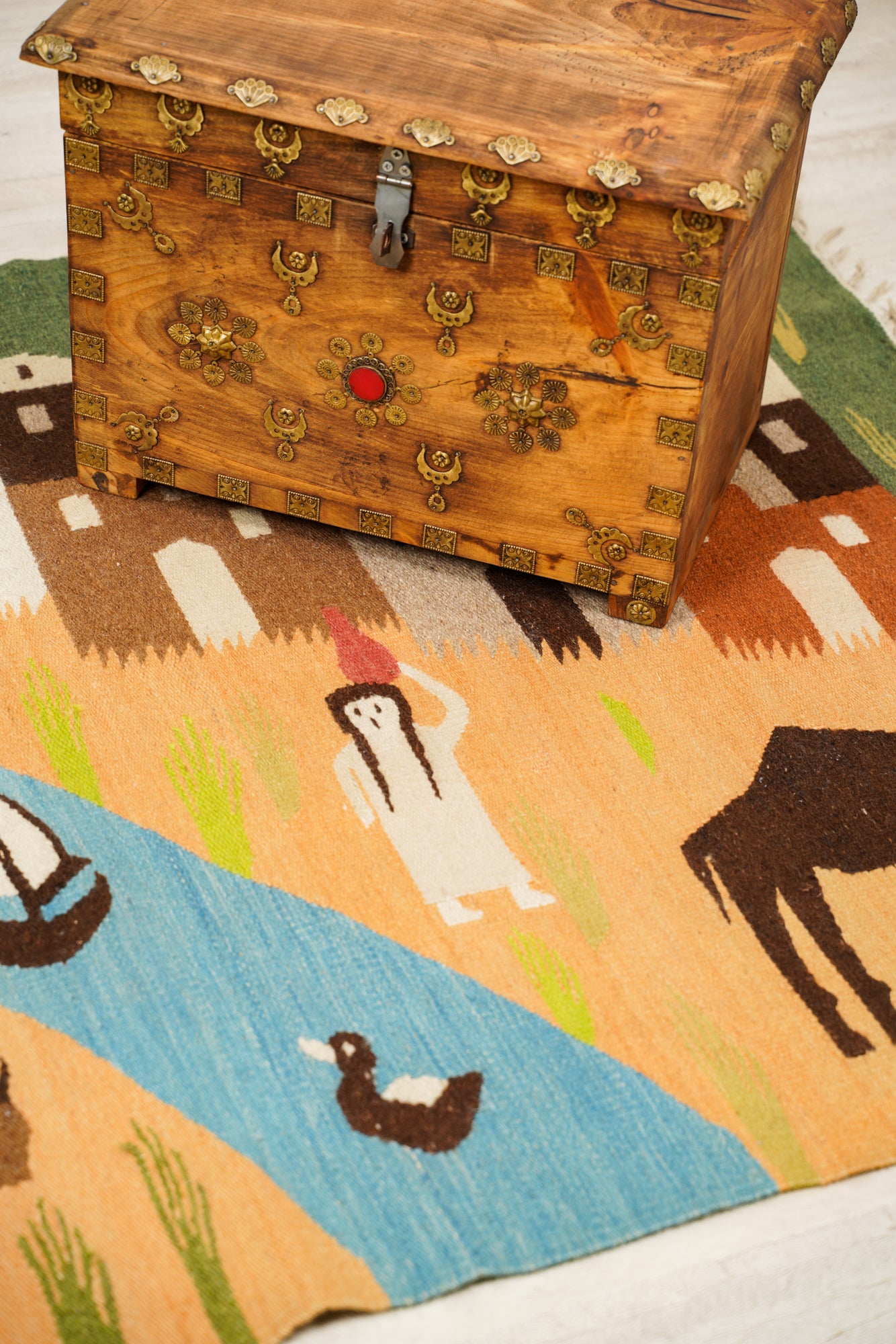 Vintage Egyptian Folk Kilim 4'10" x 3'4"