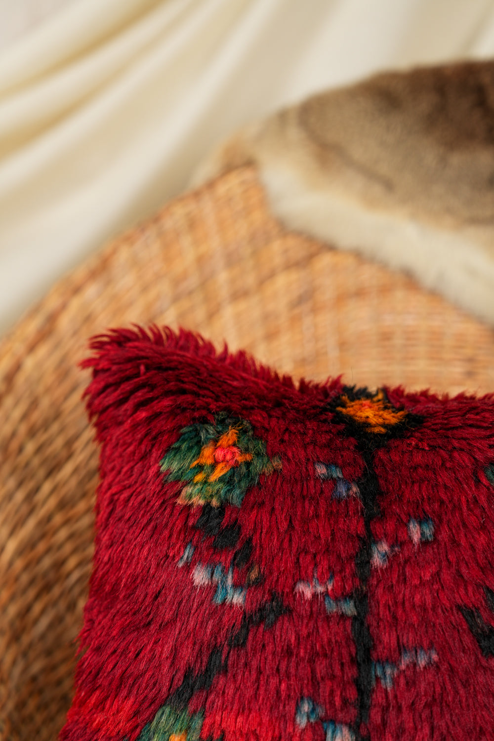 Vintage Scandinavian Rya Rug Cushion 1'1" x 1'1"