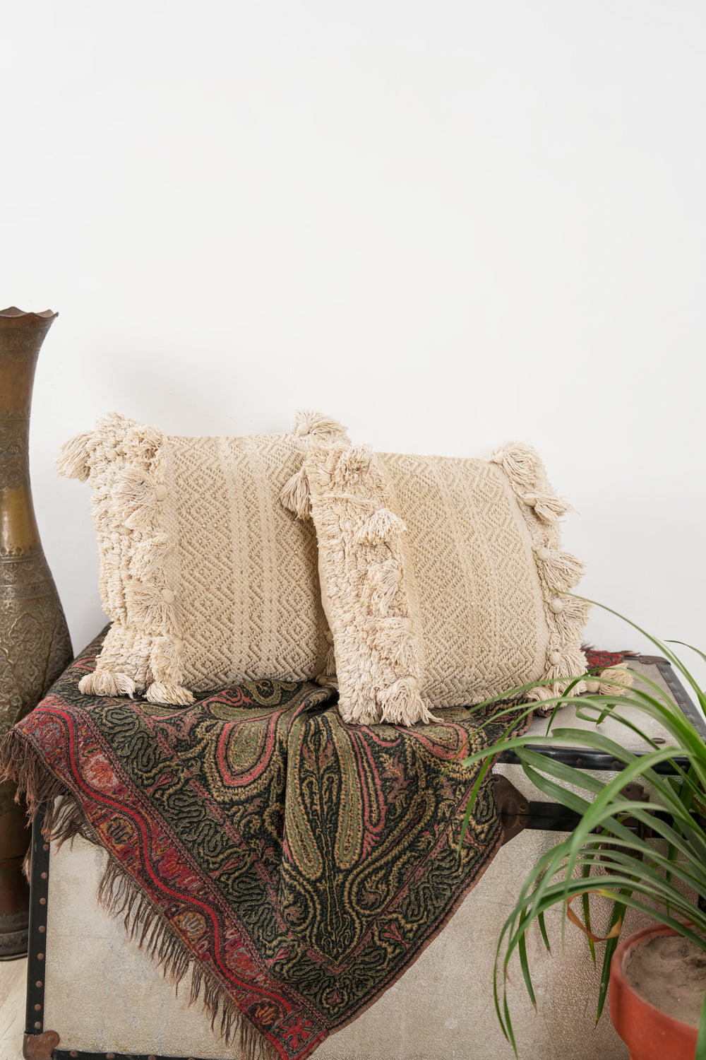 Vintage Moroccan Cushion Pair 1'4" x 1'4"