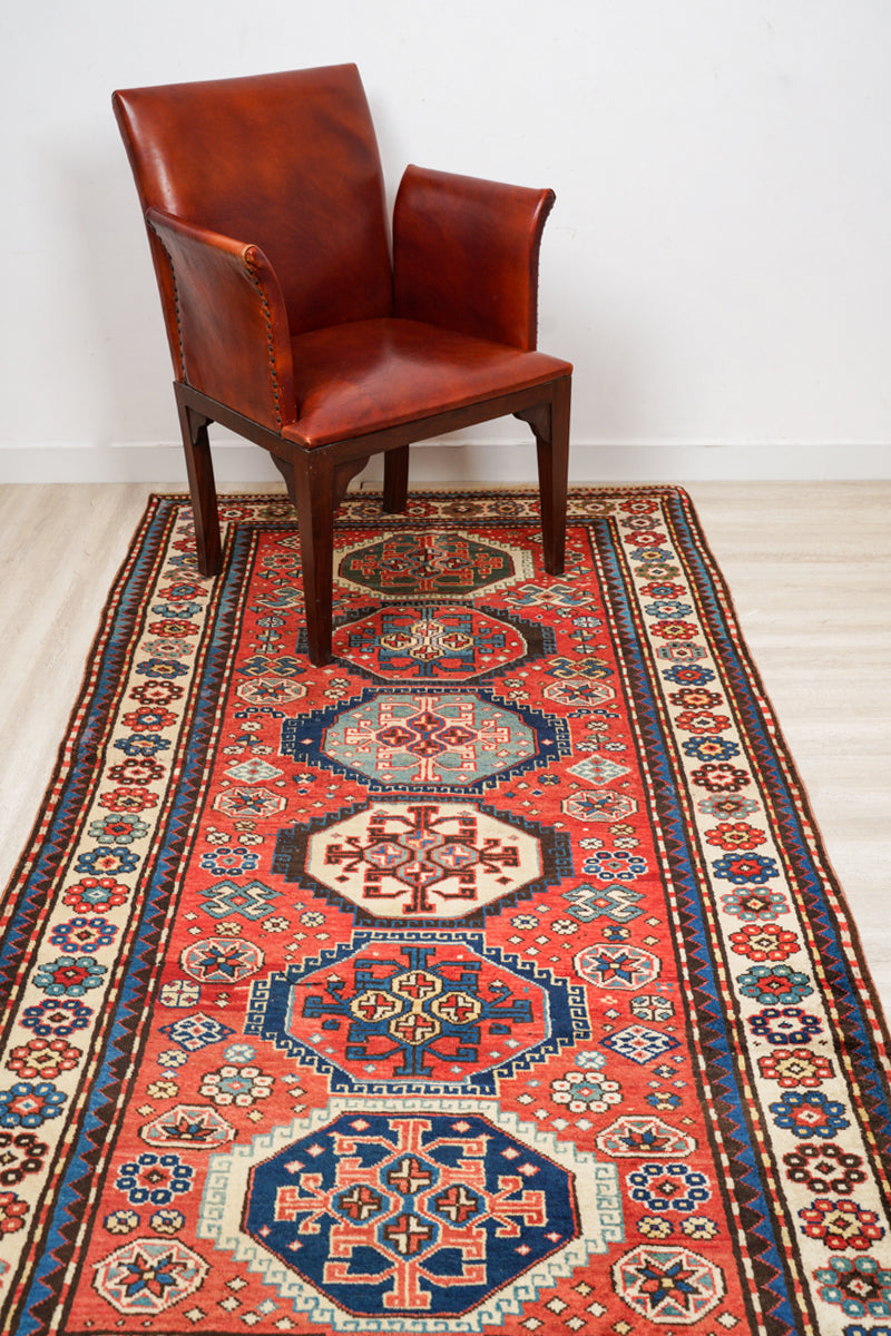 Antique Caucasian Kazak Rug 7'7" x 3'9"