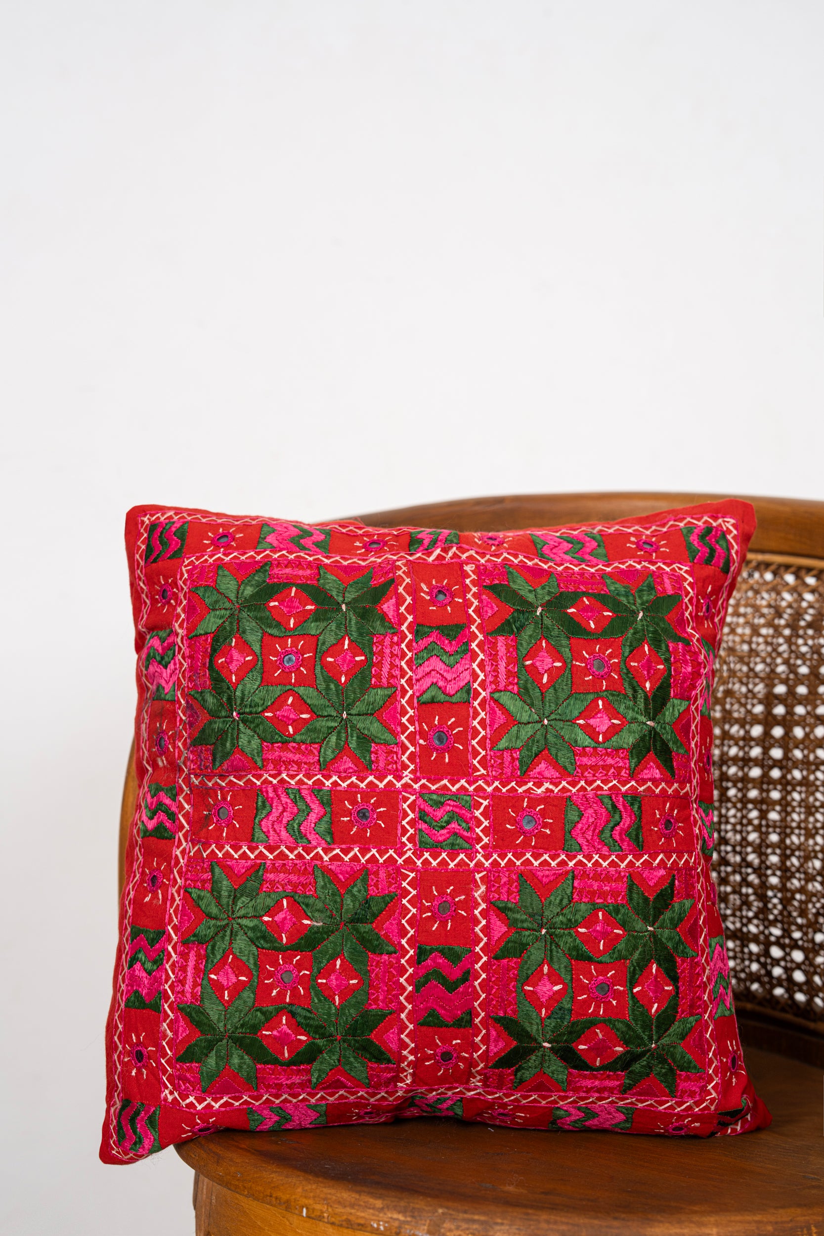 Vintage Hand-Embroidered Cushion 1'4" x 1'4"