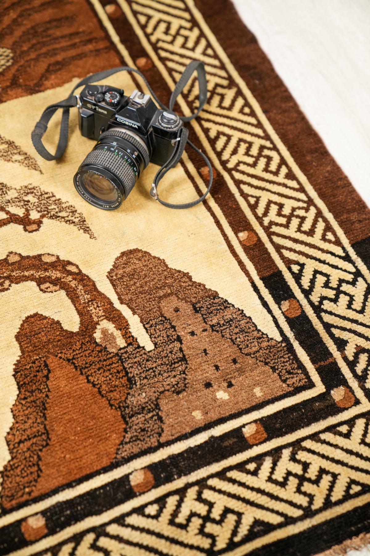 Antique Mongolian Landscape Rug 5'3" x 3'