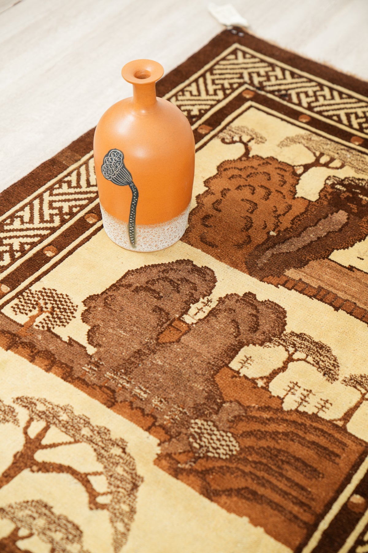 Antique Mongolian Landscape Rug 5'3" x 3'