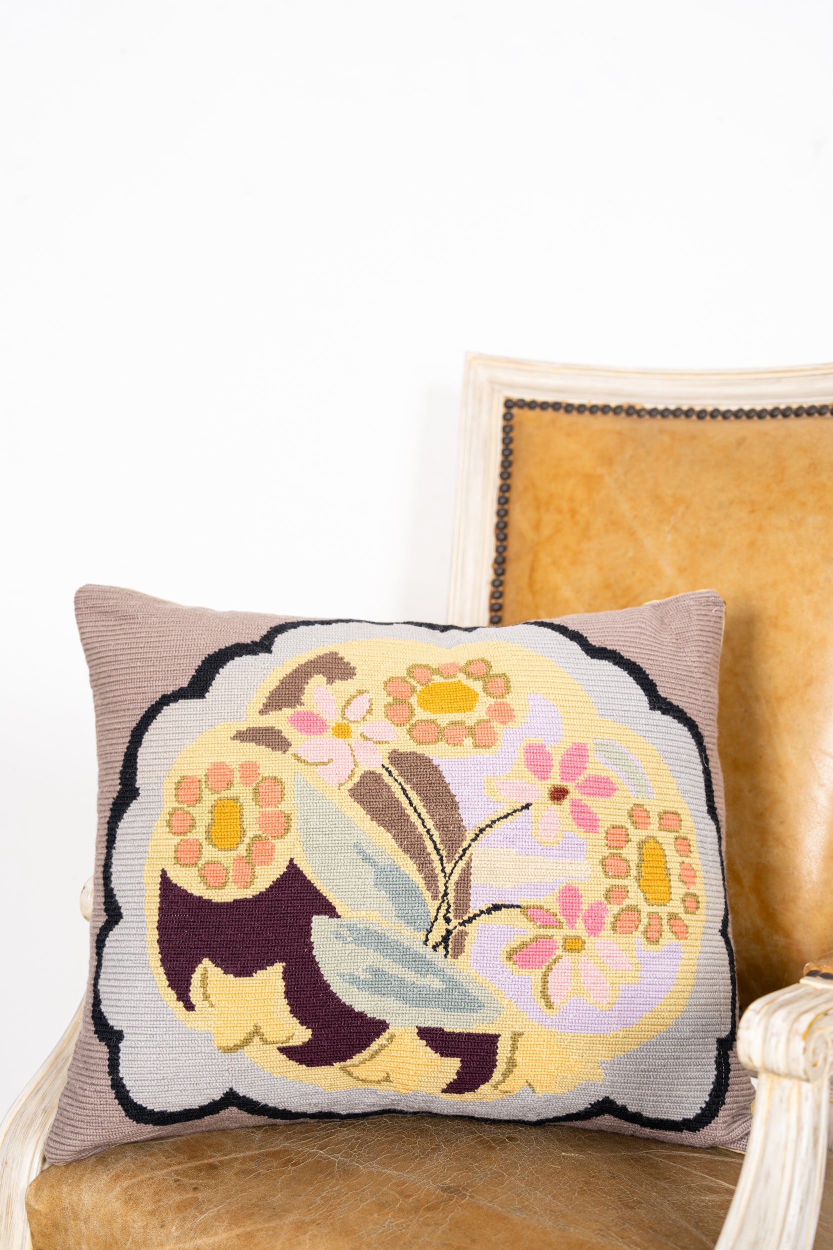 Two Vintage Needle Point Cushions 1'10" x 1'6"- 1'7" x 1'2"