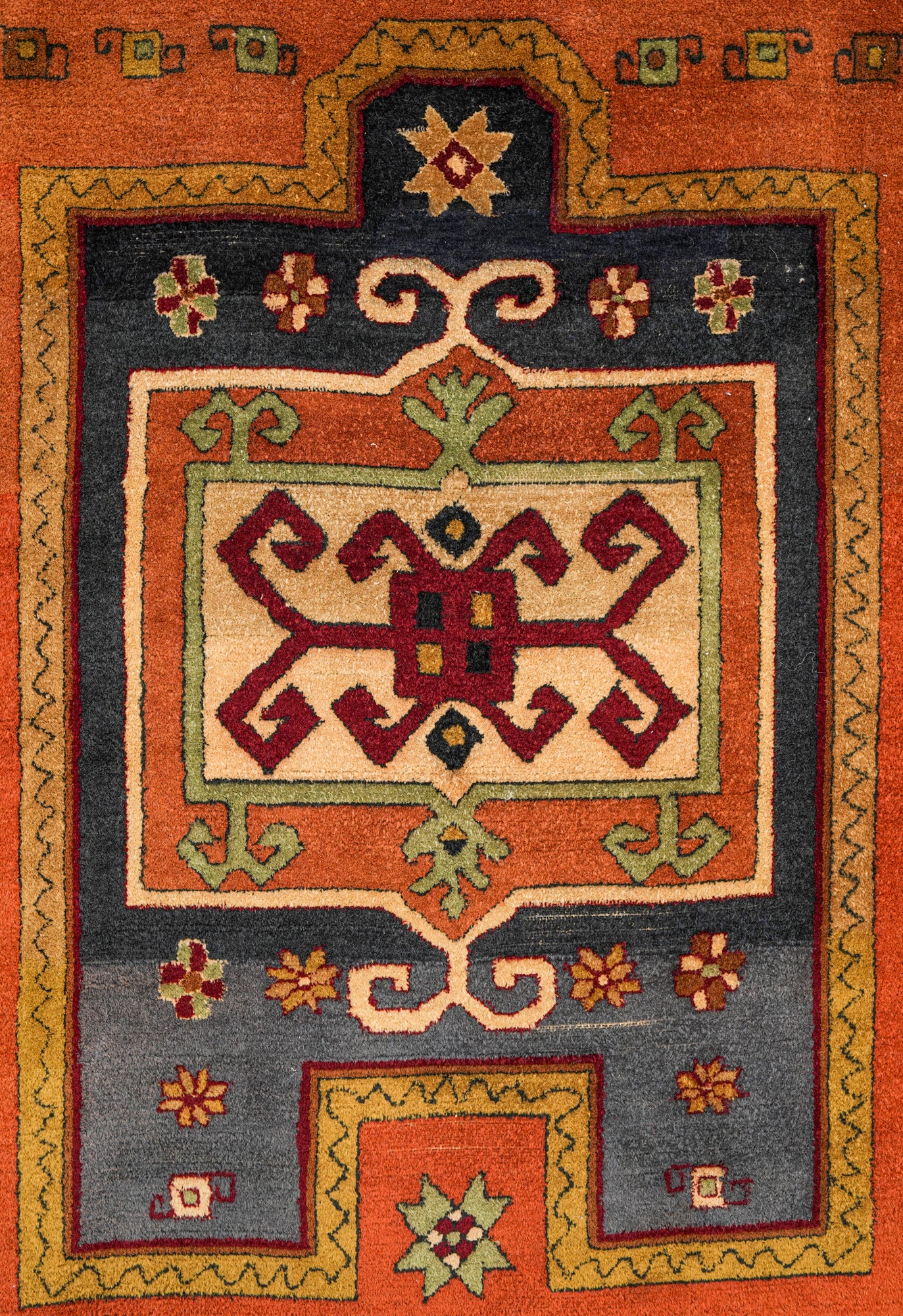 Antique German Hook Rug 4'10" x 4'2"