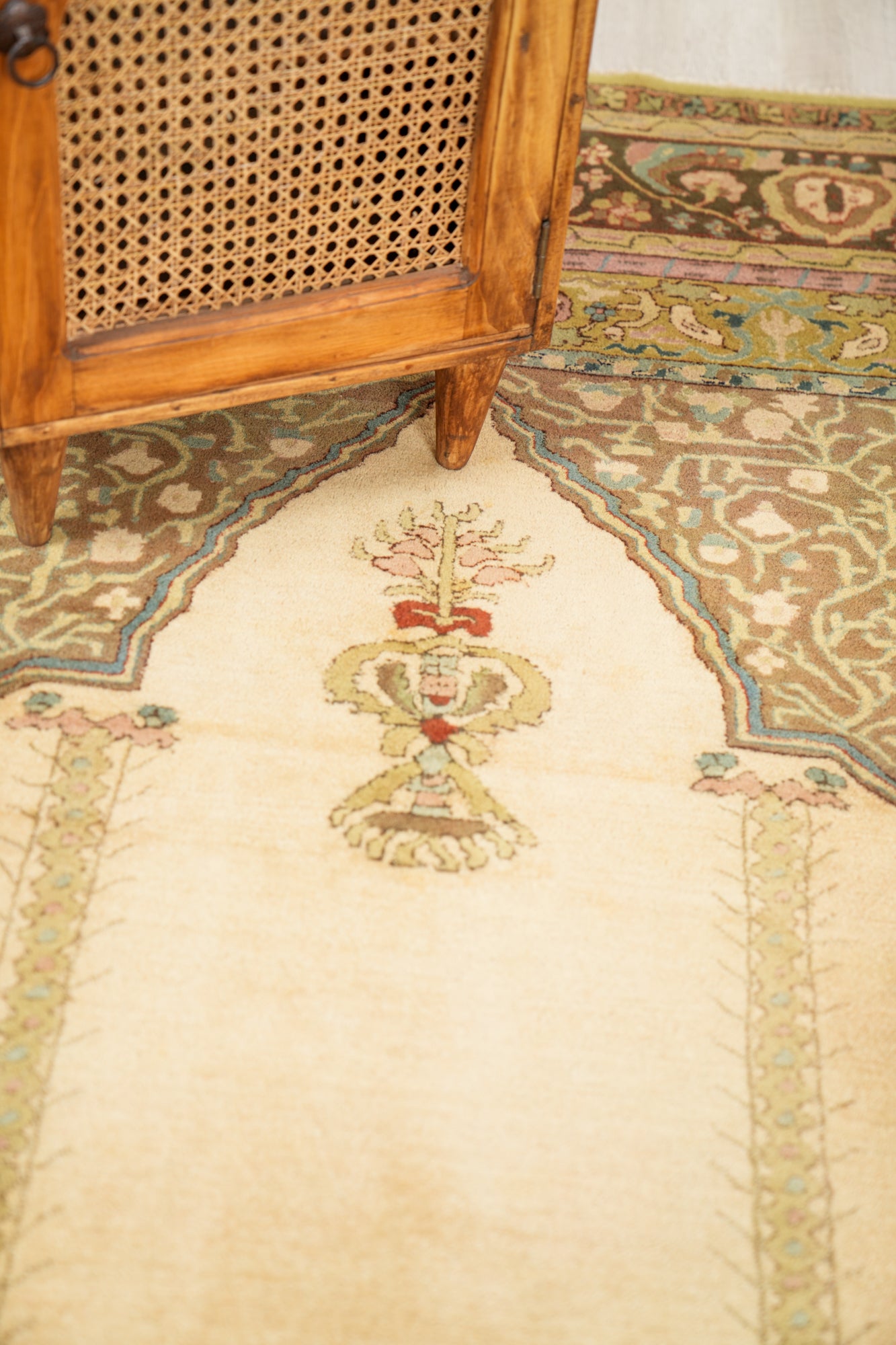 Vintage German Loom Hook Prayer Rug 6' x 4'3"