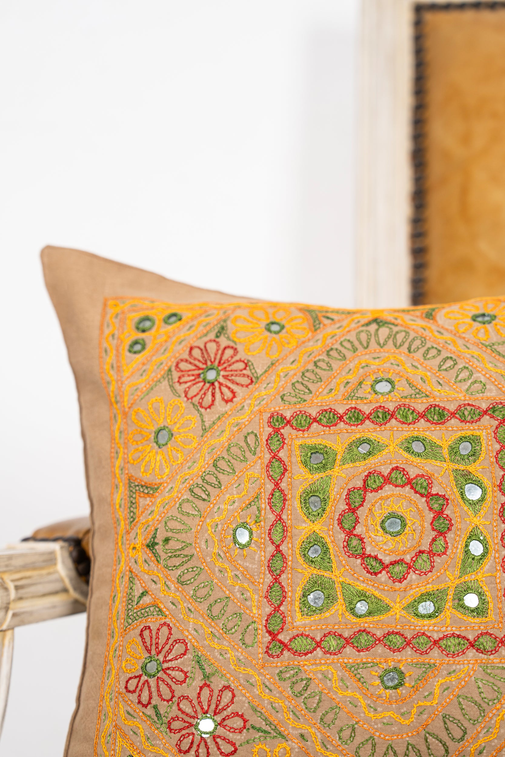 Vintage Embroidered Cushion 1'4" x 1'4"