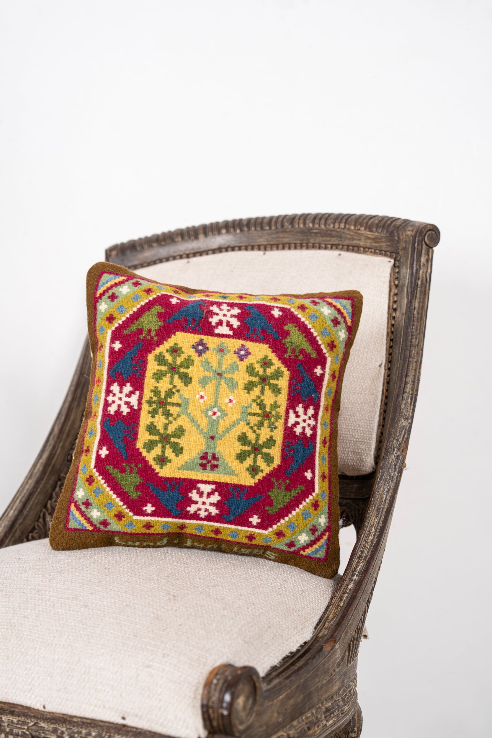 Vintage Swedish Tapestry Cushion 1'2" x 1'2"
