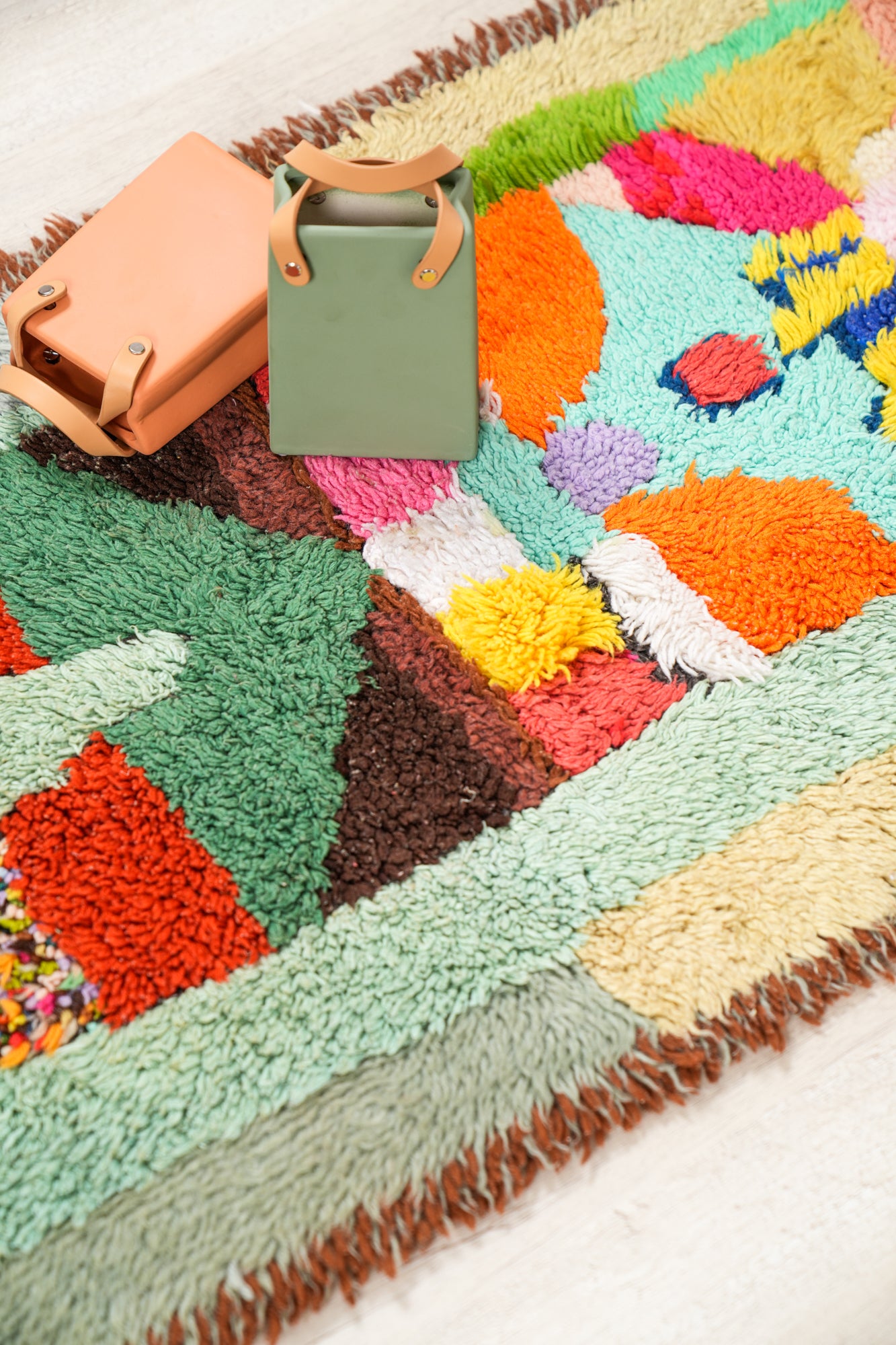 Vintage Scandinavian Clown Rag Rug 4'6" x 2'3"