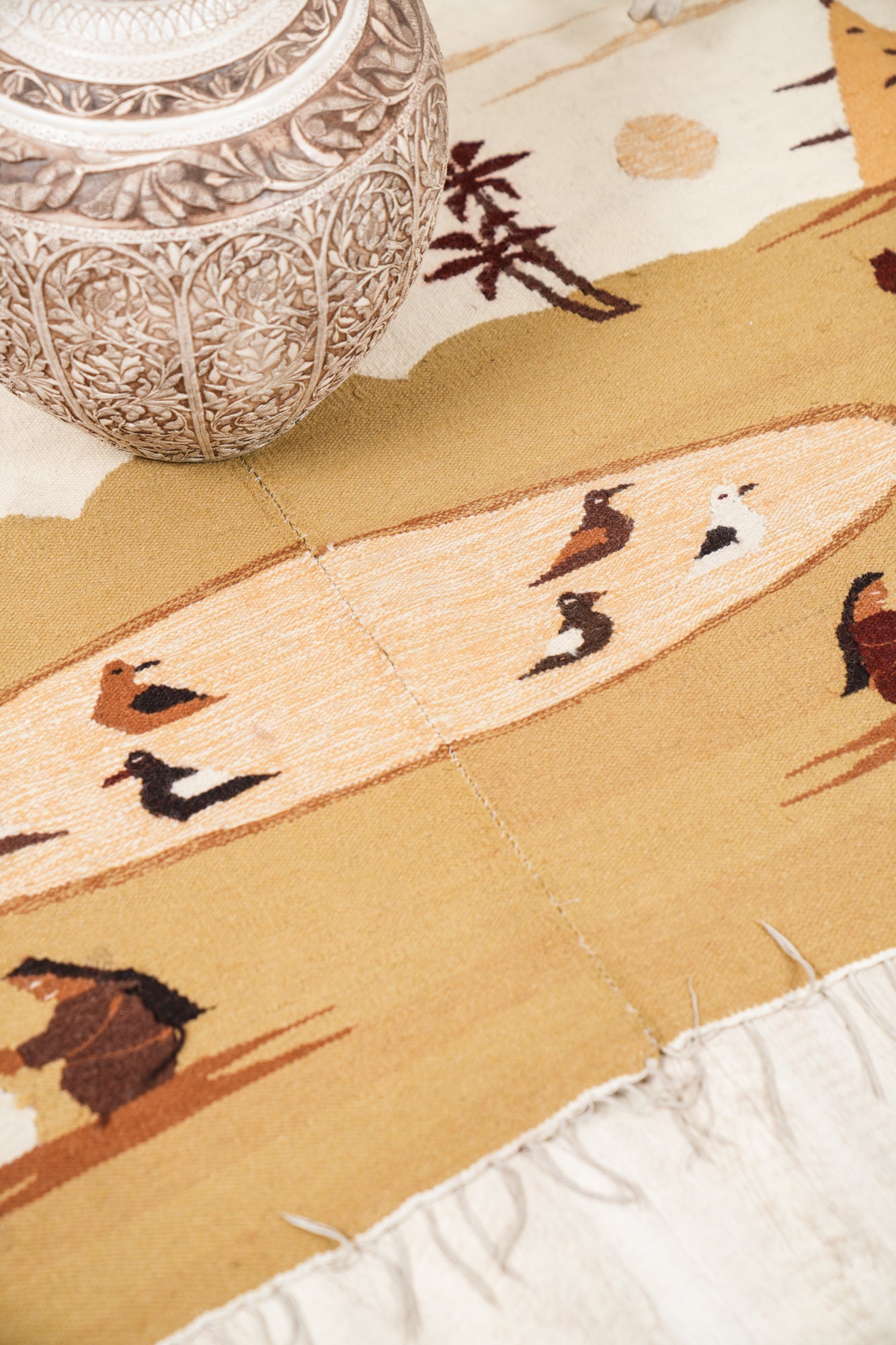 Vintage Egyptian Harraniya Tapestry 5'1" x 3'6"