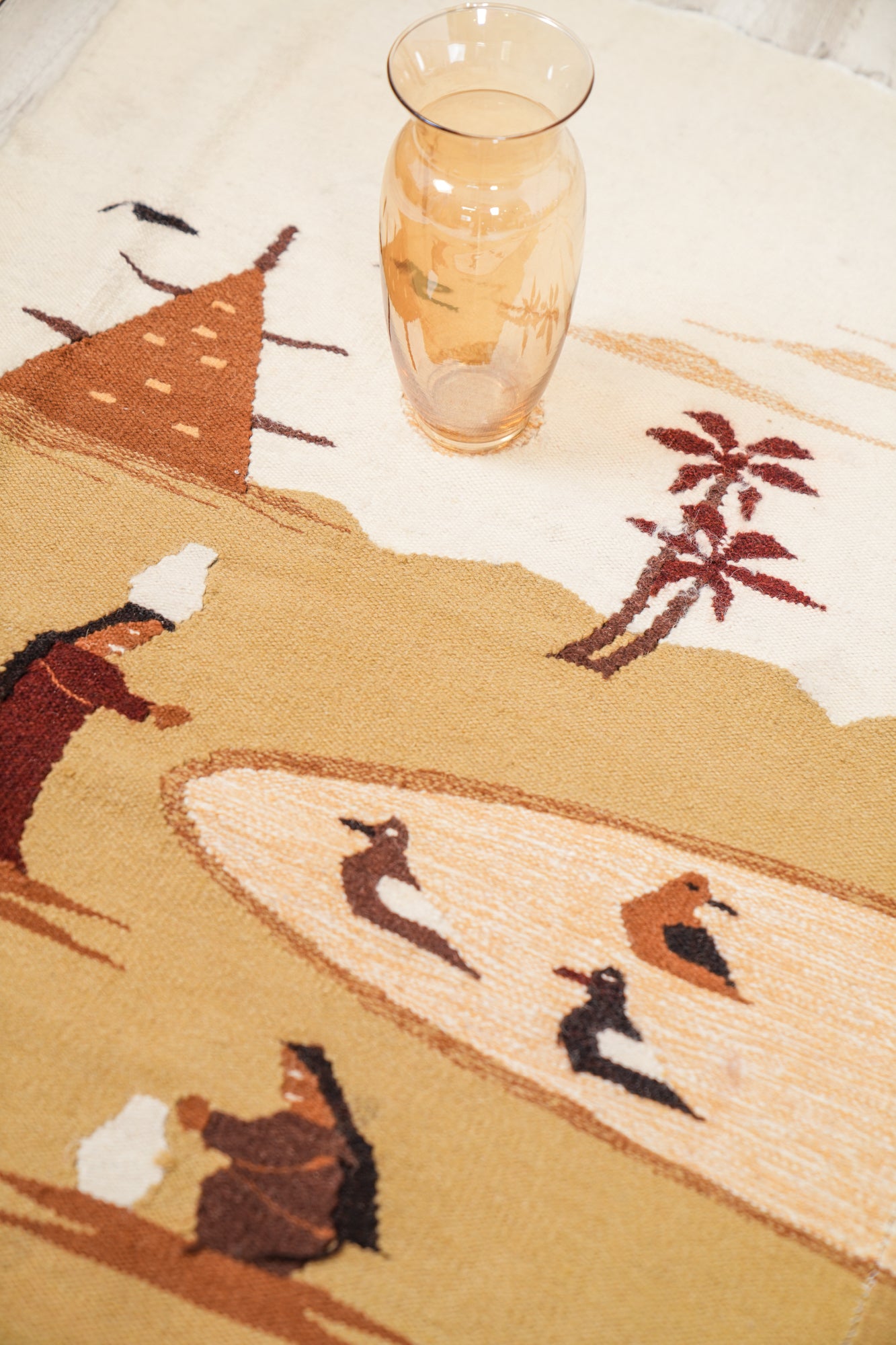 Vintage Egyptian Harraniya Tapestry 5'1" x 3'6"