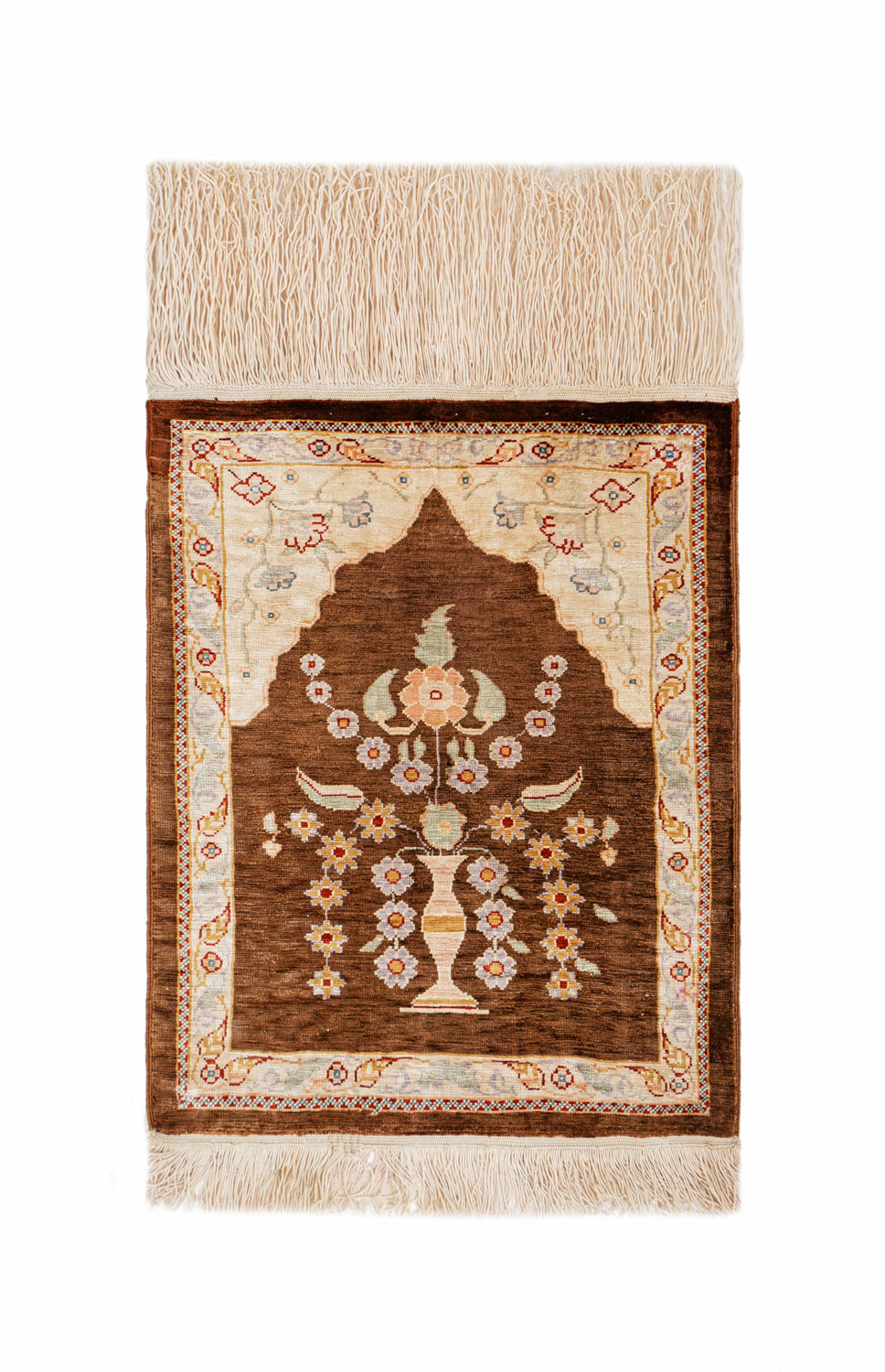 Vintage Turkish silk Hereke rug 1'3" x 9"