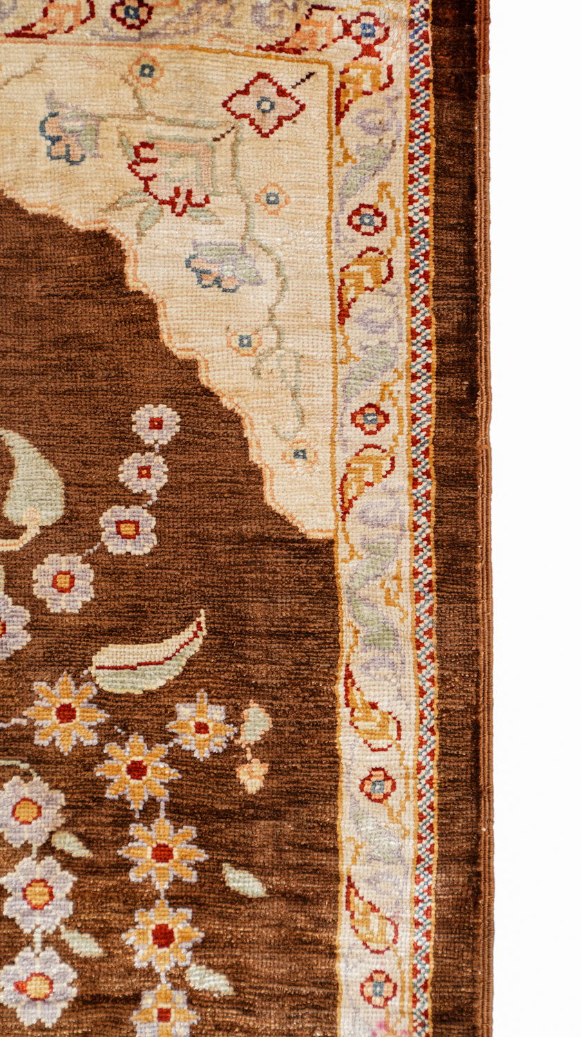 Vintage Turkish silk Hereke rug 1'3" x 9"