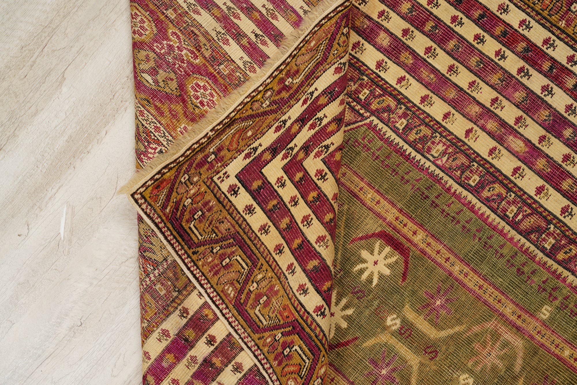 Antique Anatolian Ghiordes Rug 6'6" x 3'9"
