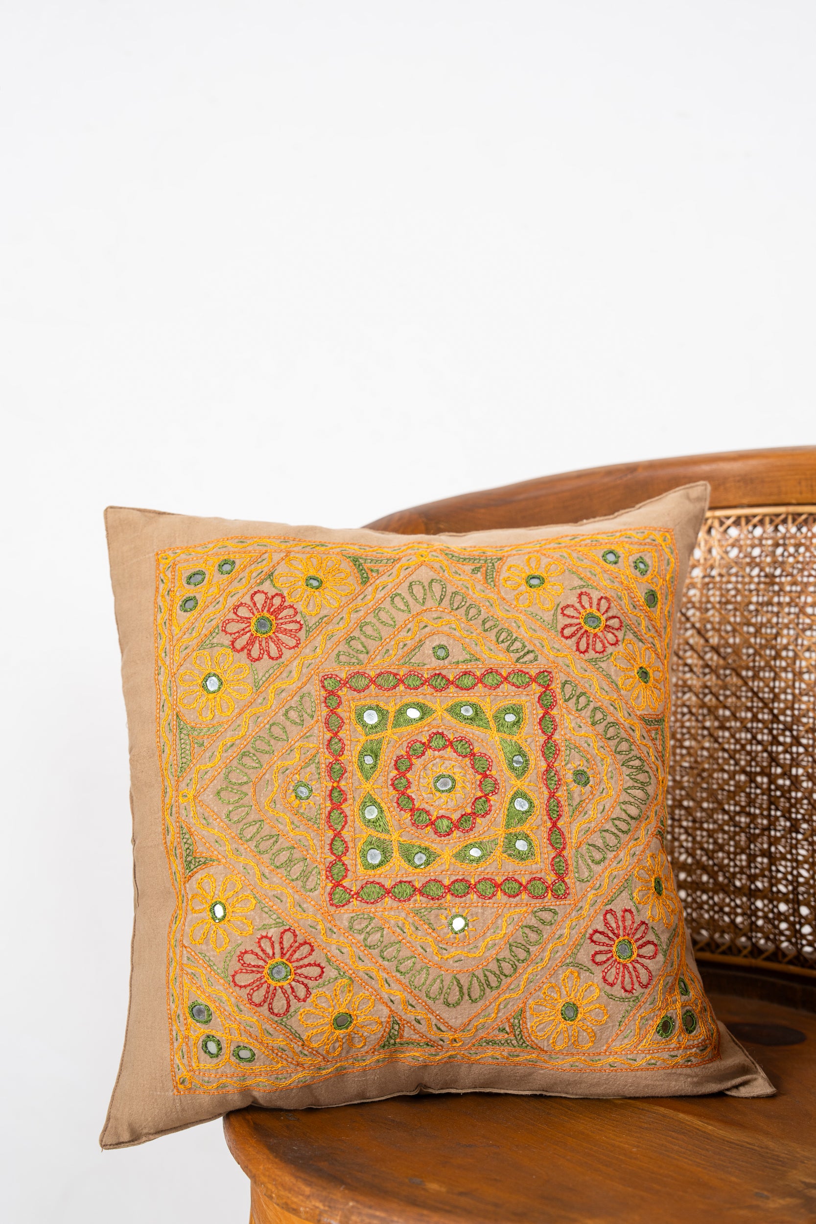 Vintage Embroidered Cushion 1'4" X 1'4"