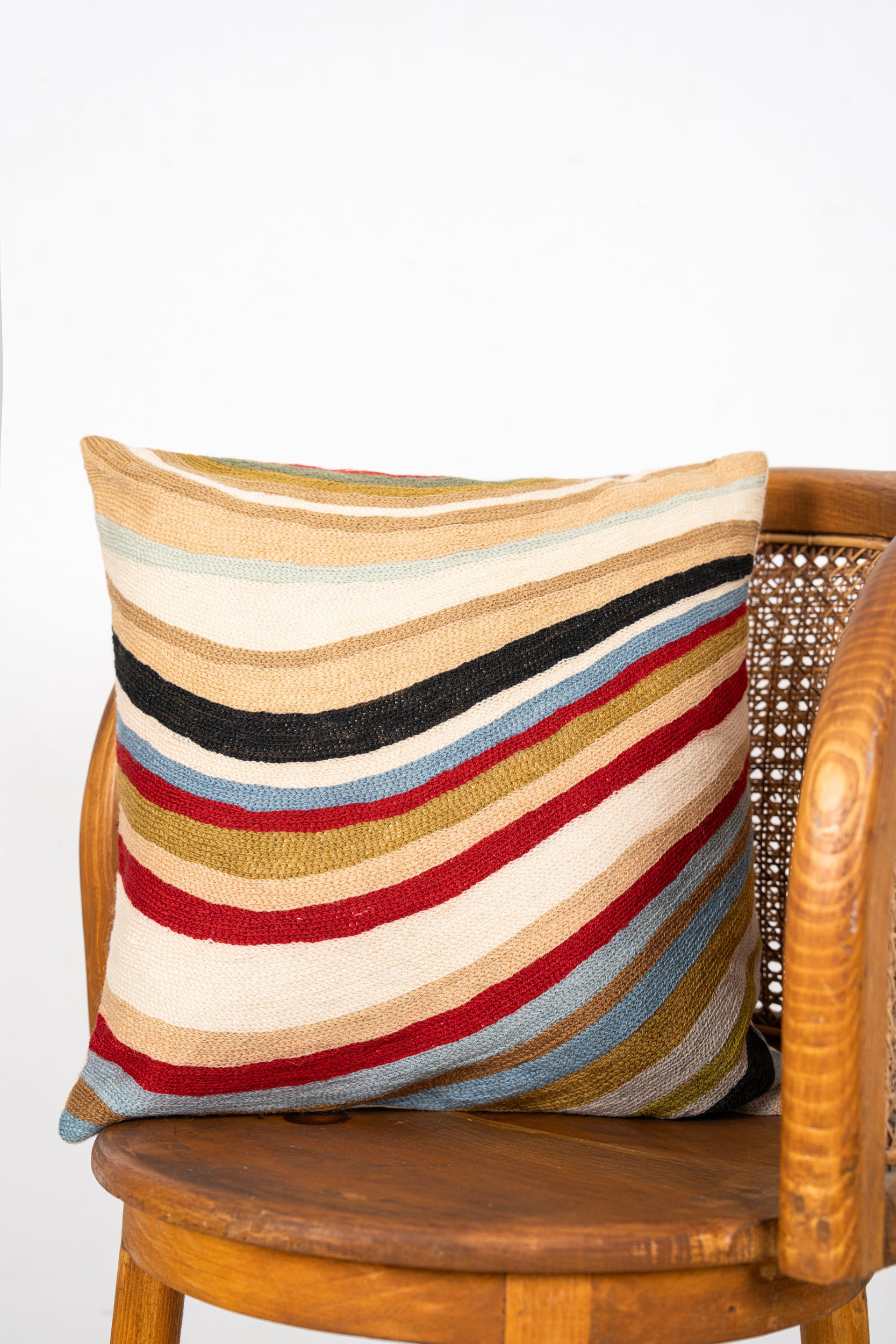 Two Vintage Kashmiri Chain Stitch Cushions 1'6" x 1'5"- 1'6" X 1'6"