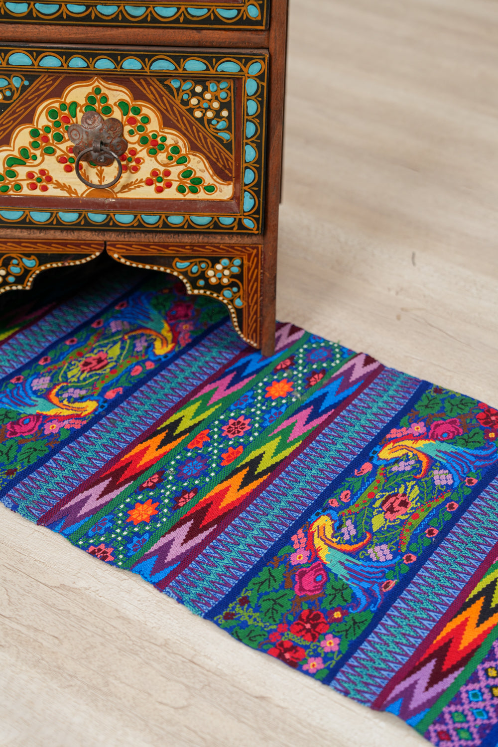 Vintage Guatemalan Bird Textile 3'10" x 1'3" (Quetzal)