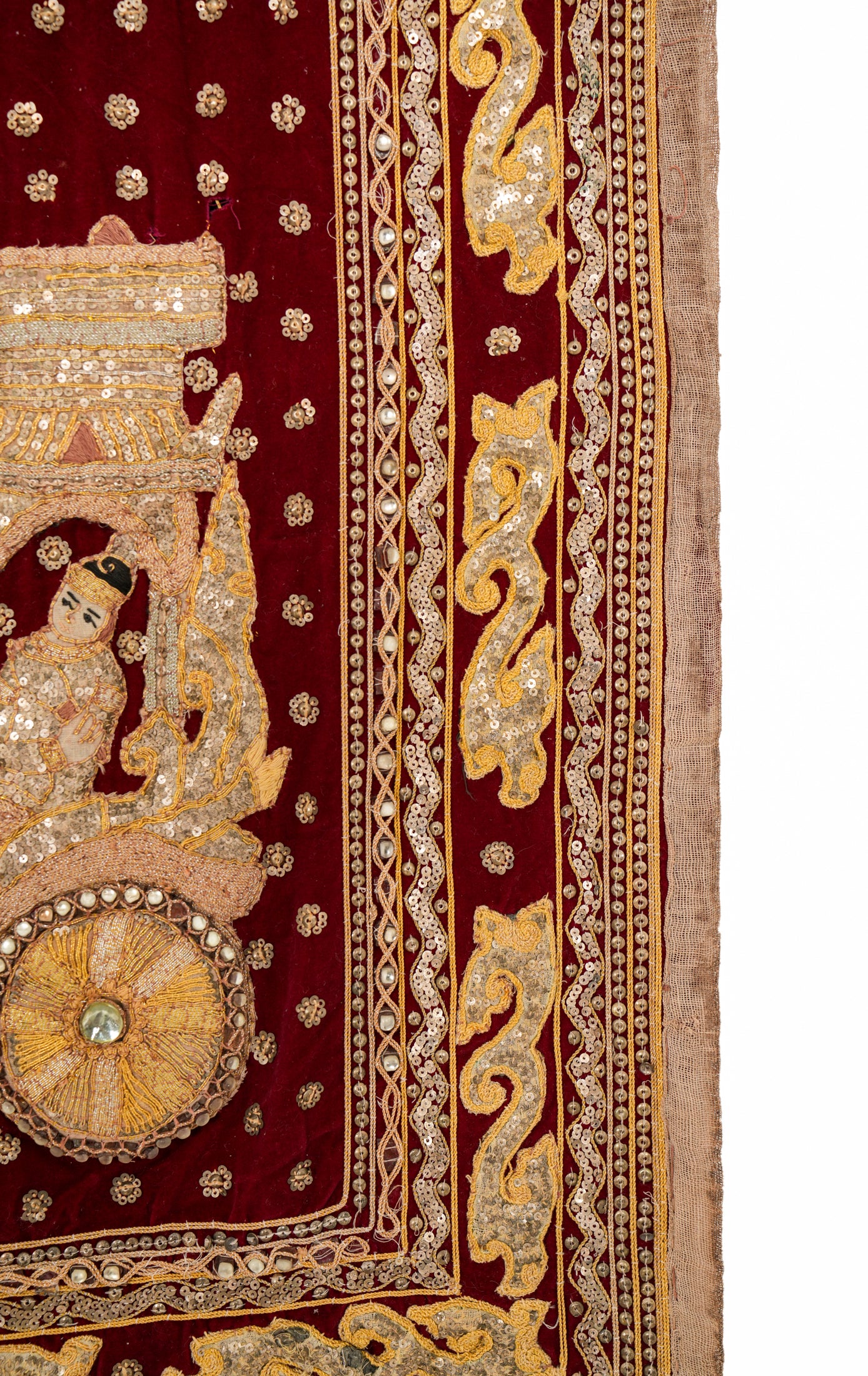 Vintage Burmese Hand embroidered Tapestry 4'10" x 2'8"