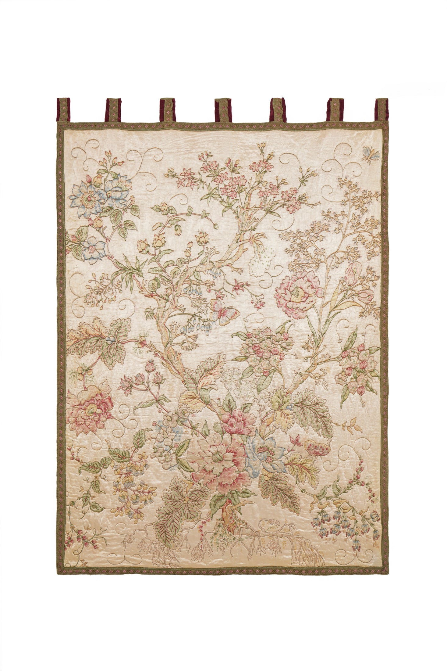 Vintage French Floral Loom Tapestry 4'8" x 3'5"