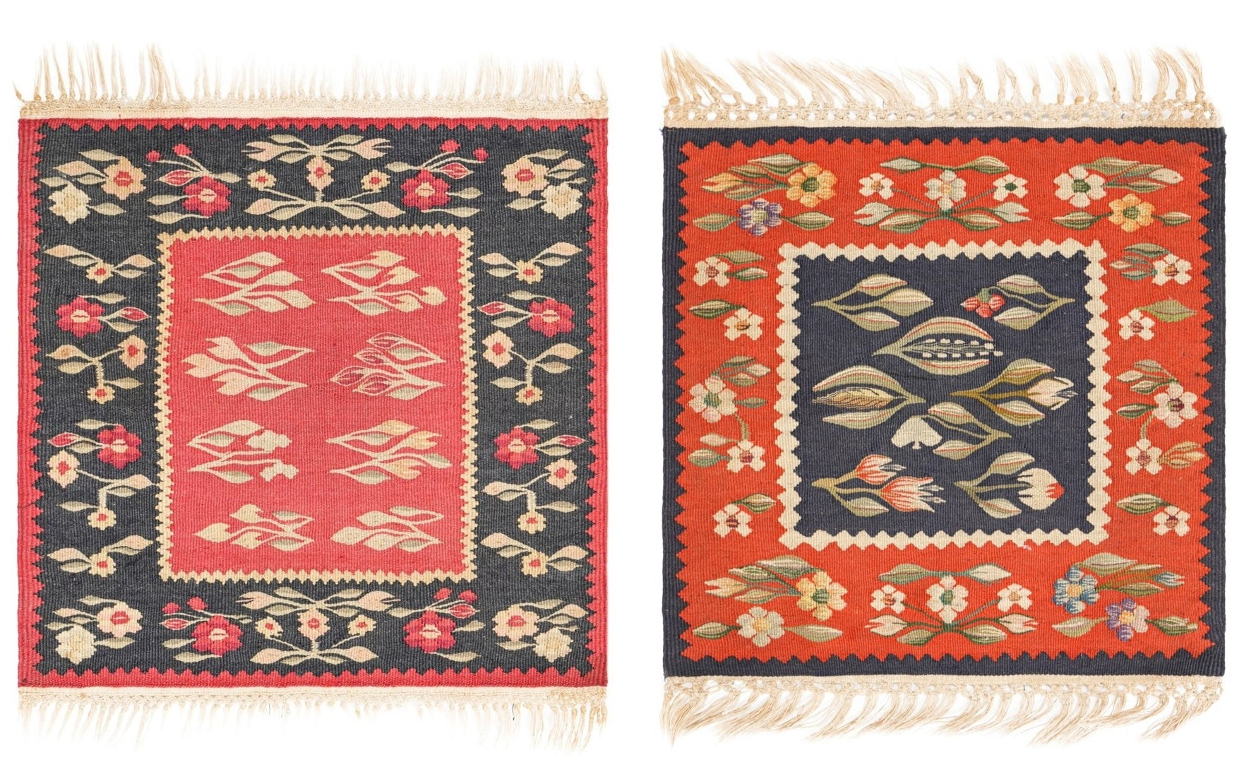 Antique Balkans Sarkoy Kilims 1'9" x 1'9" Each