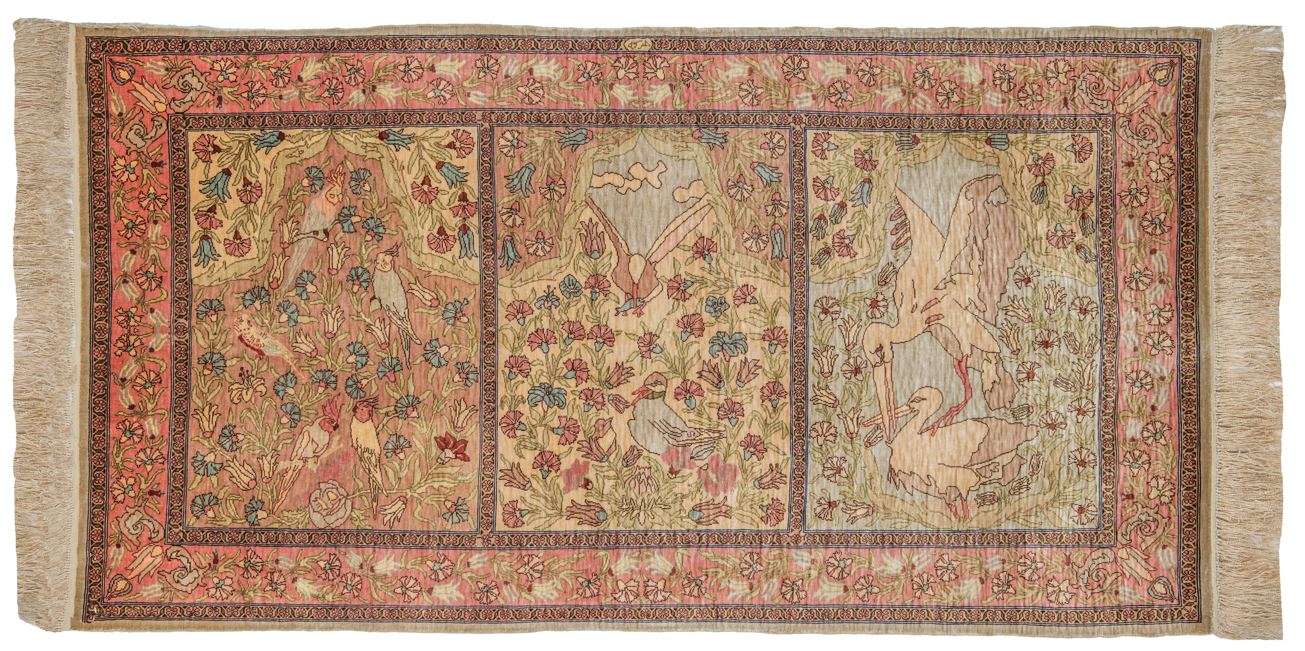 Vintage Turkish Silk Hereke Rug 4'1" x 2'1"