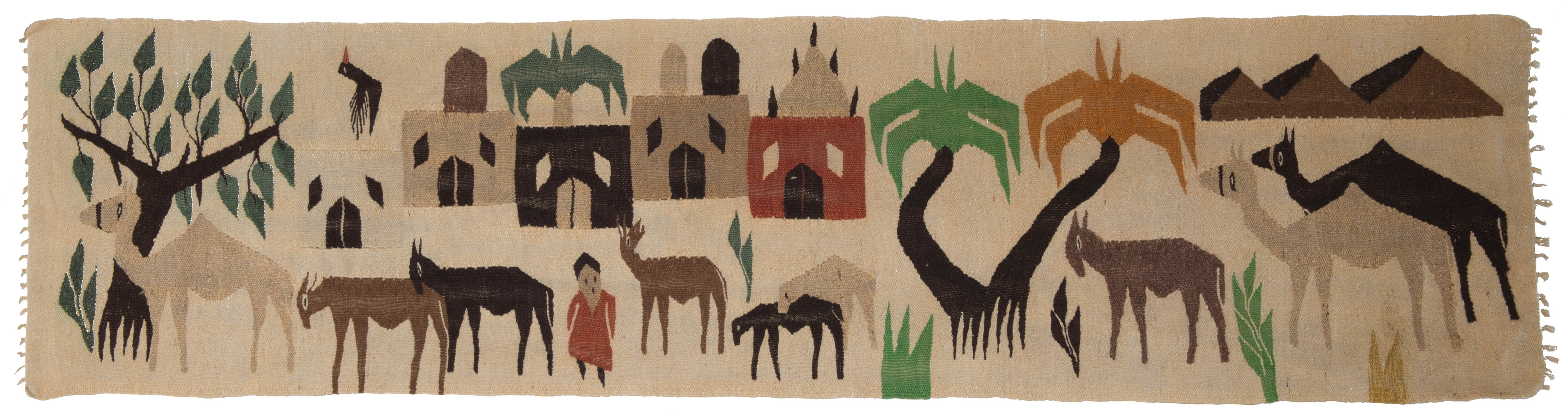 Vintage Moroccan Pictorial Kilim 7'7" x 2'