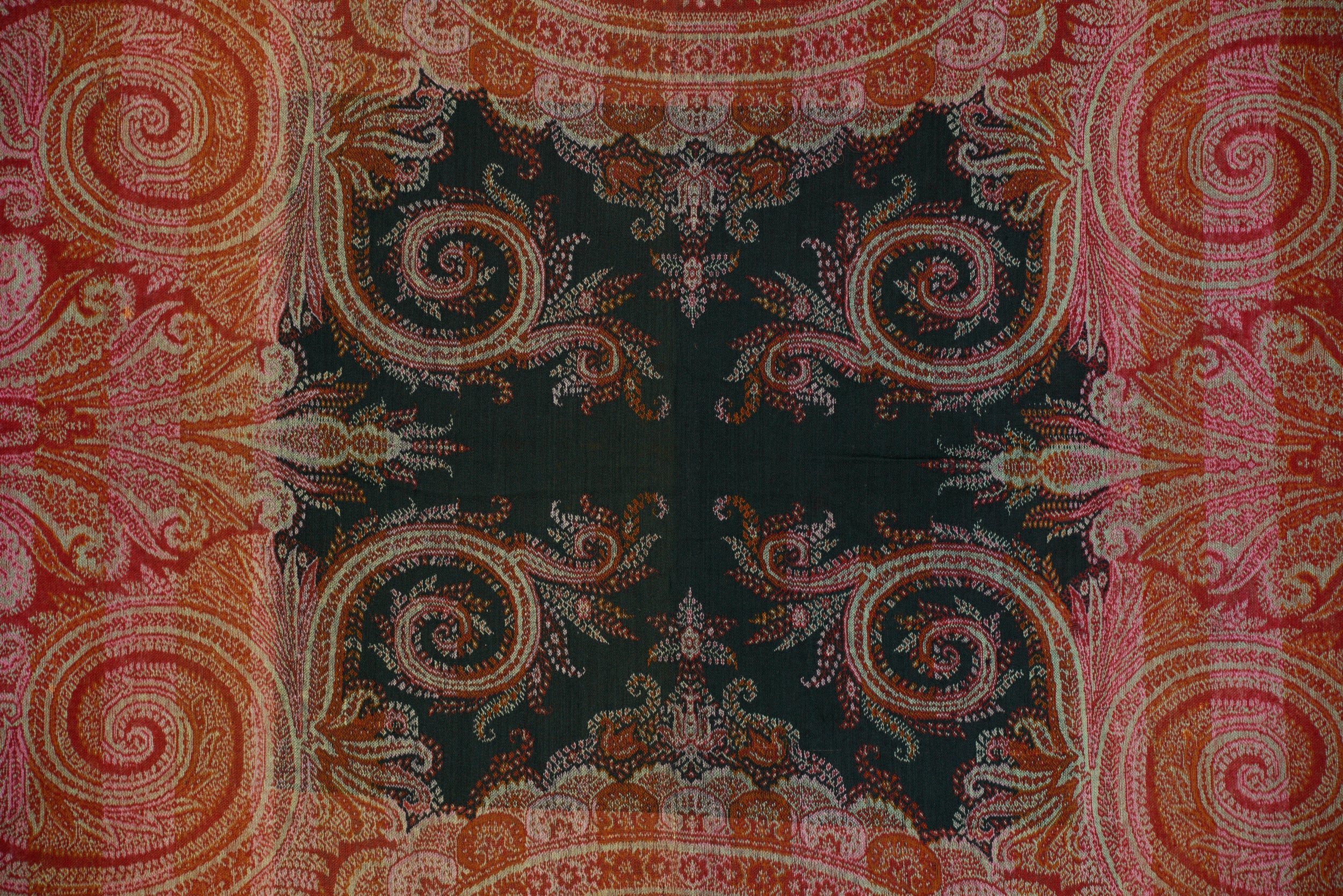 Vintage european Jacquard Paisley Shawl 10' x 5'