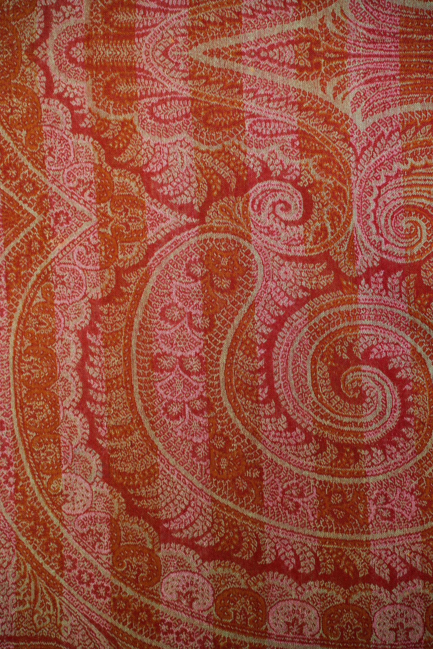 Vintage european Jacquard Paisley Shawl 10' x 5'