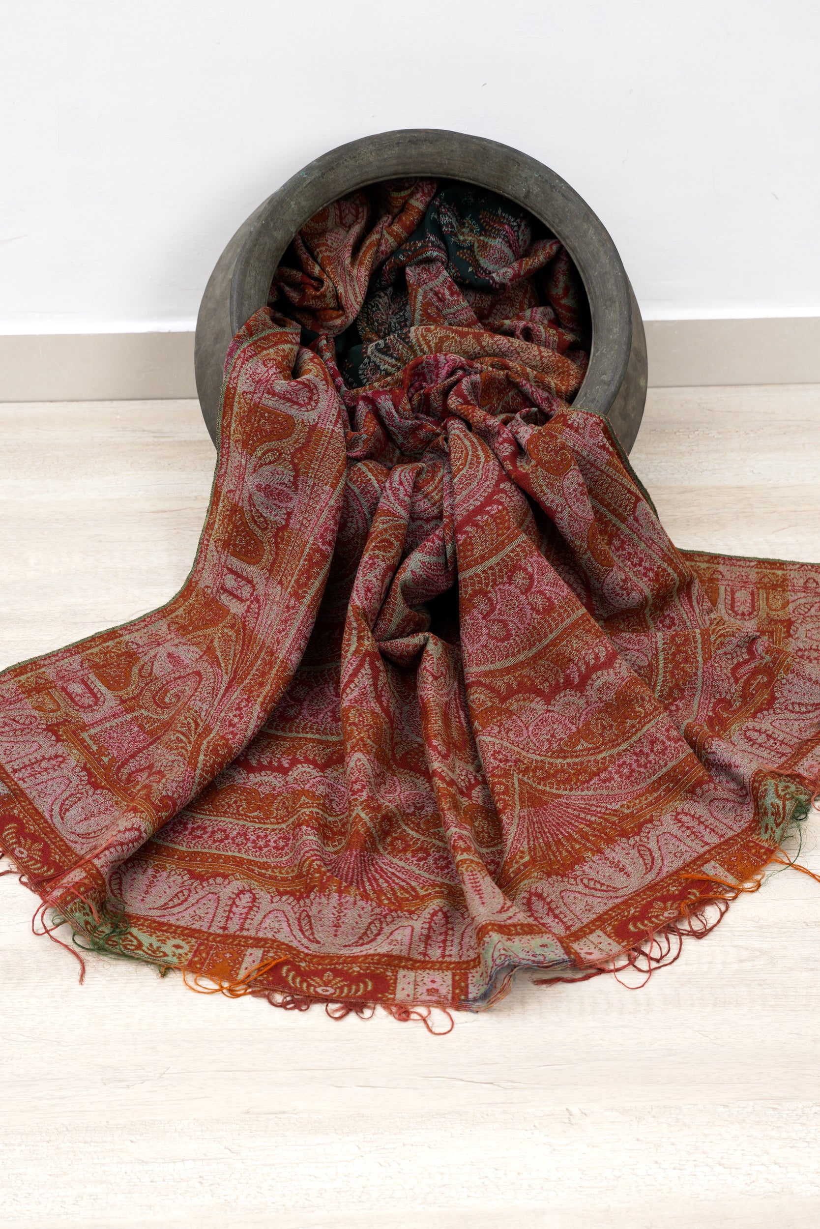 Vintage european Jacquard Paisley Shawl 10' x 5'