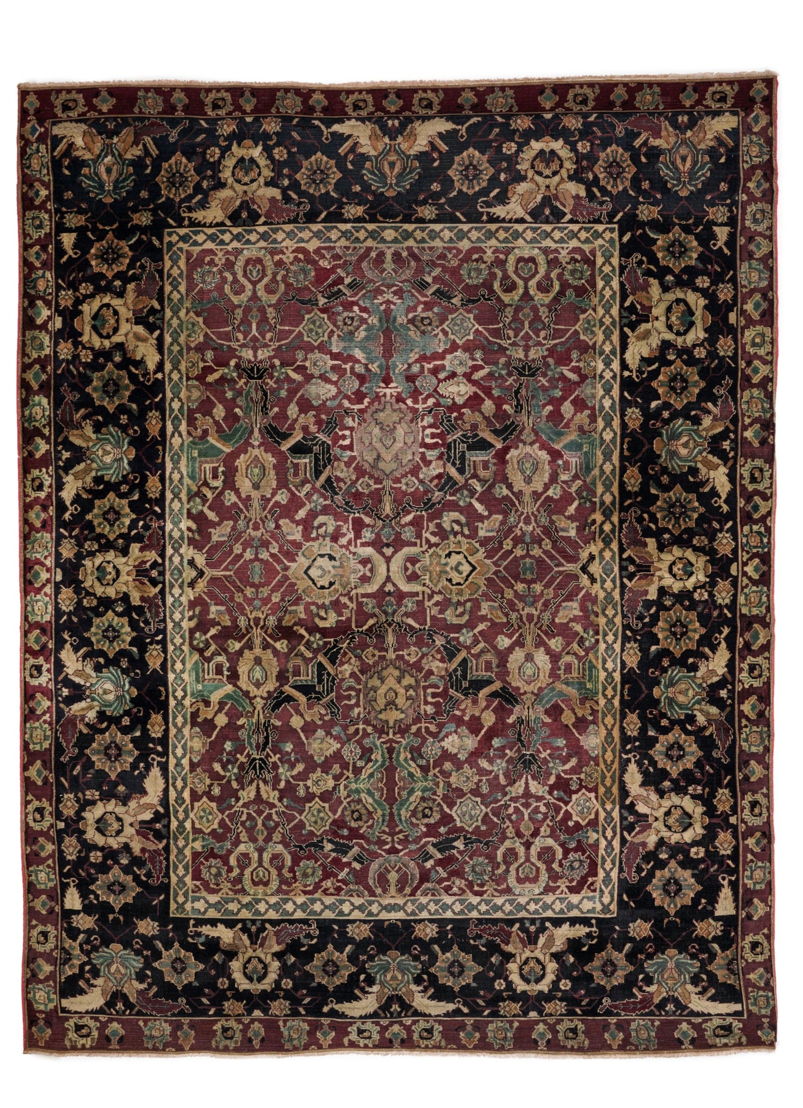 Antique Indian Agra Rug 11'4"x 8'8"