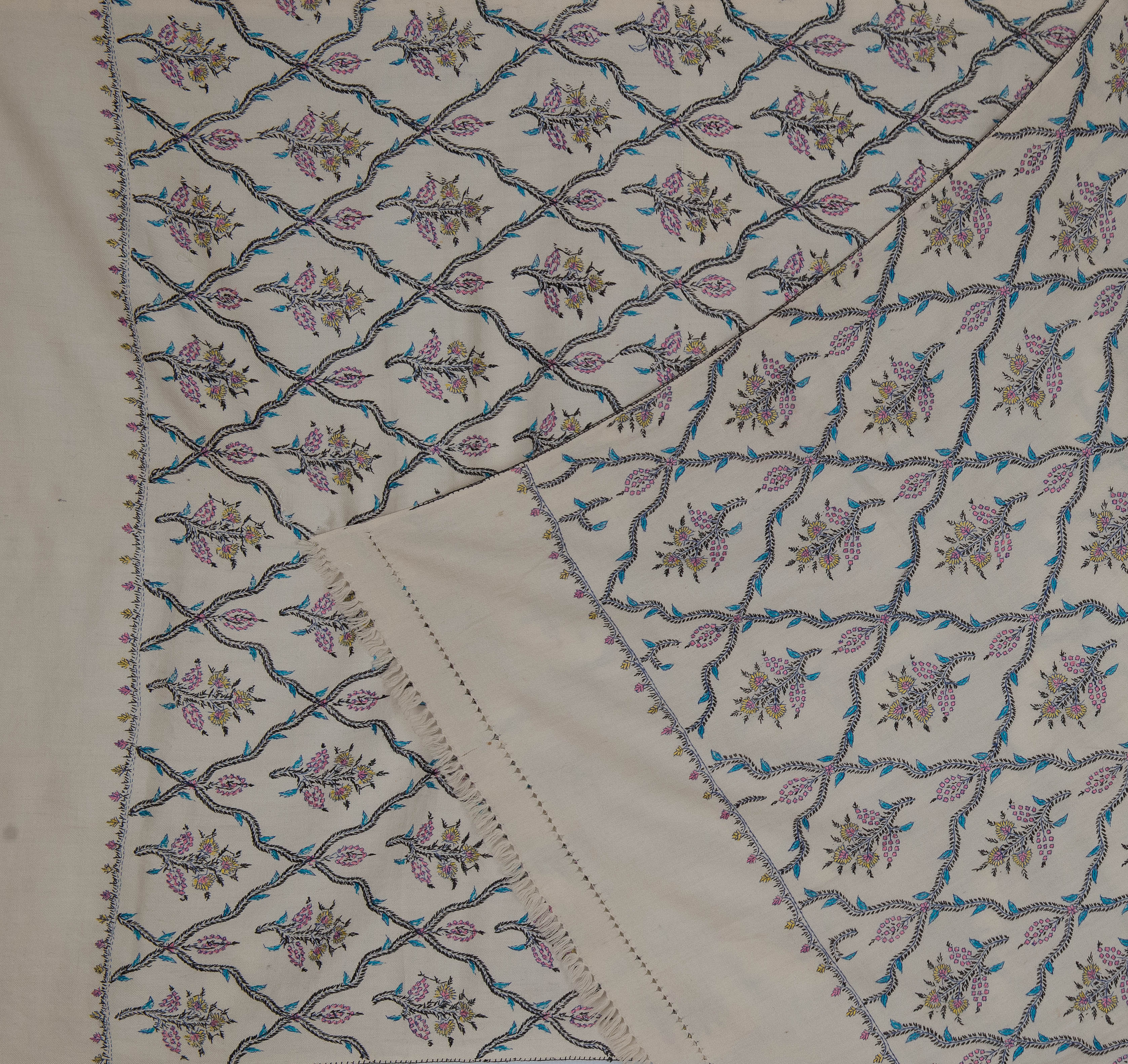 Vintage Kashmiri Textile Embroidery 6'3" x 3'