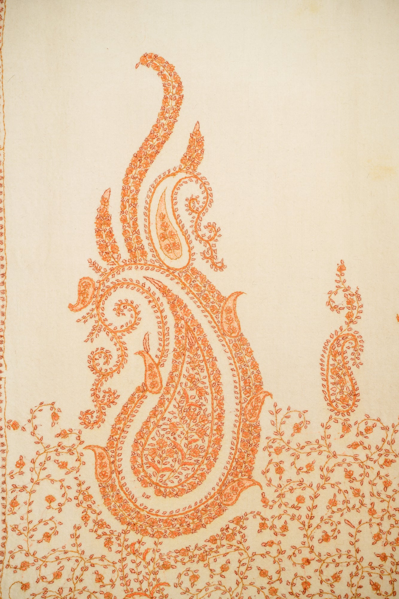 Vintage Kashmiri Embroidery Shawl 5'8" x 2'2"