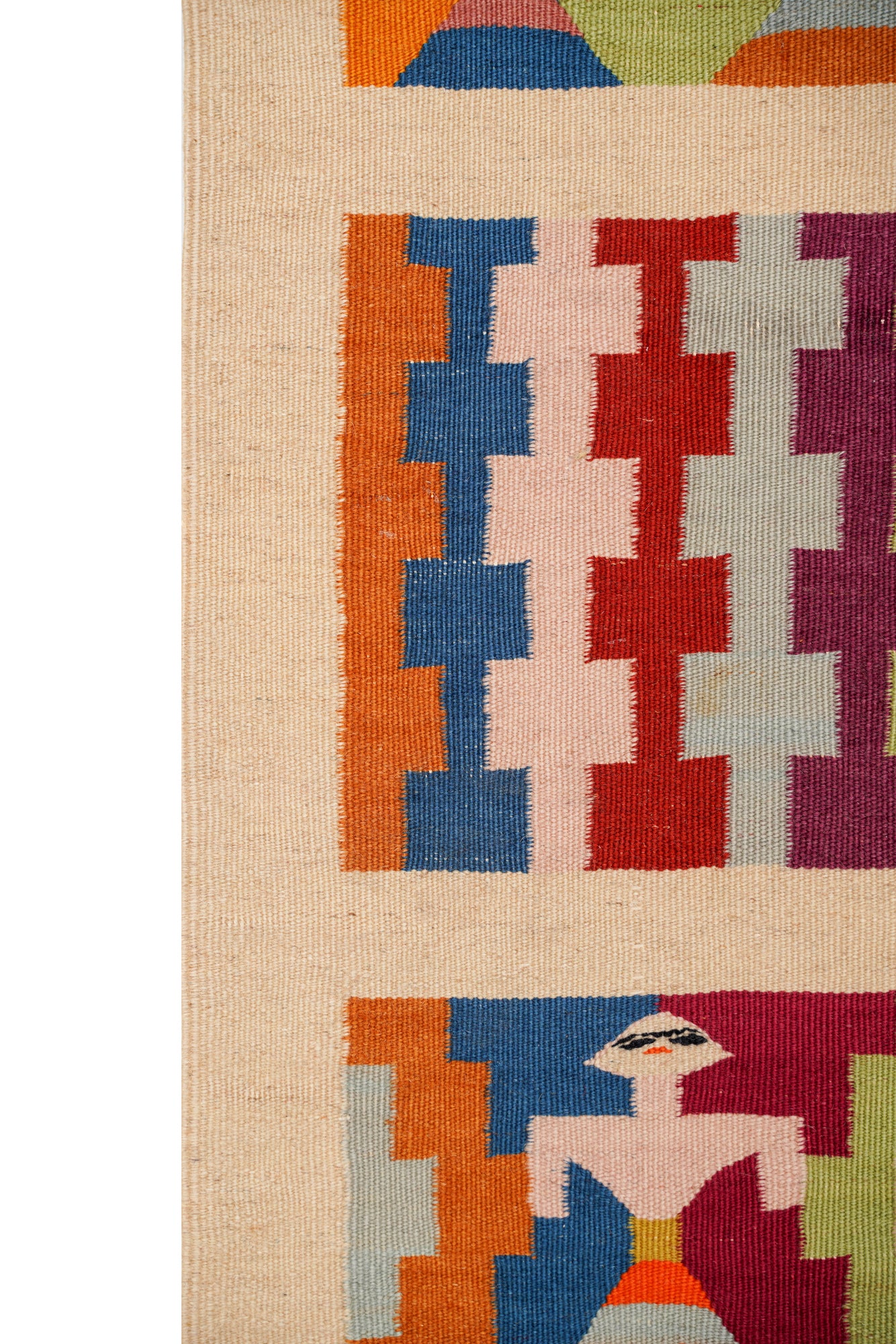 Vintage Tunisian Gufsa Kilim 3'4" x 1'8"