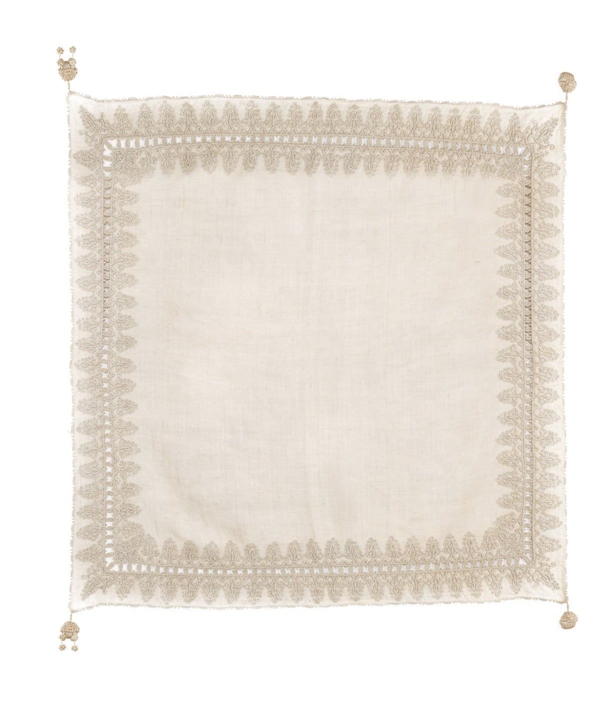 Antique Italian Linen Textile 4'6" x 4'6"