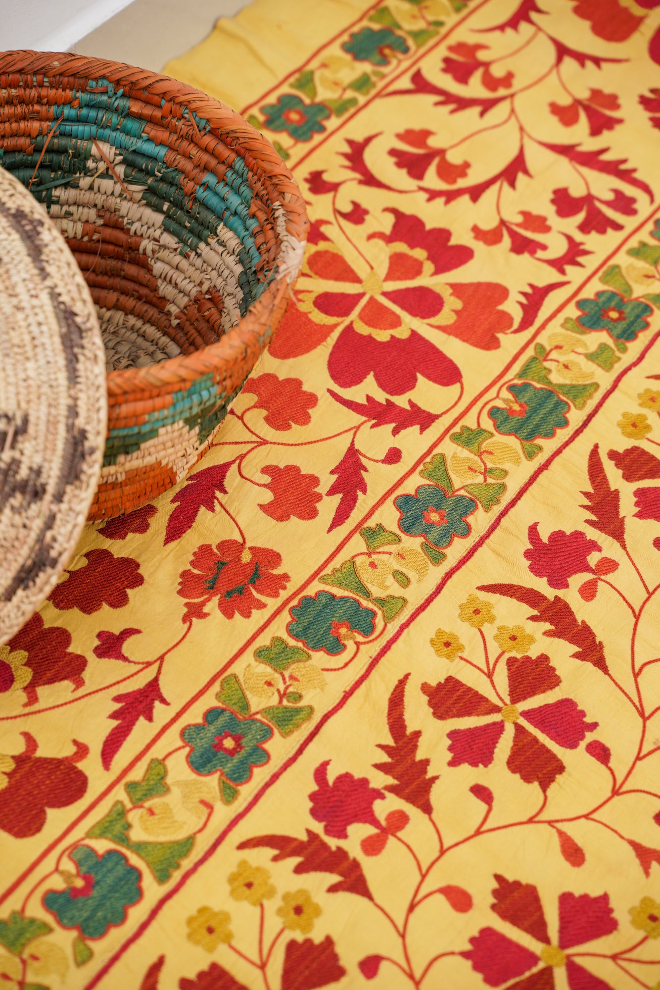 Vintage Suzani Silk Hand Embroidery 8'6" x 7'4"