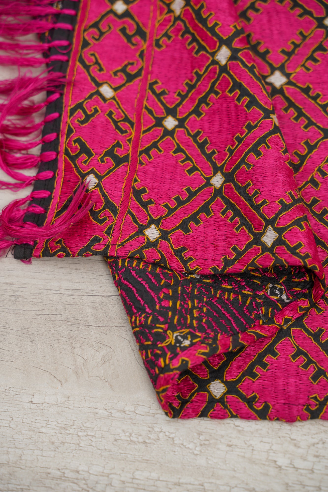 Vintage Silk Swati Textile Hand Embroidery 5'10" x 1'1"