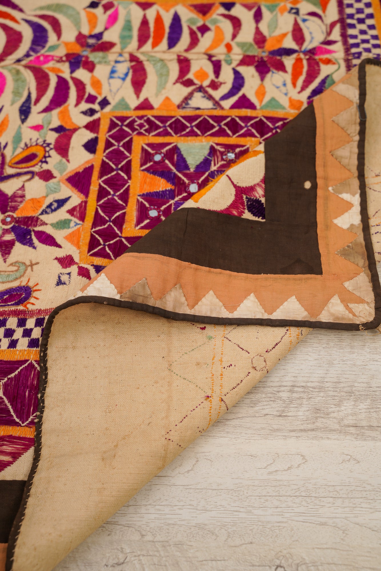 Vintage Indian Phulkari Textile 5'6"x 3'9"