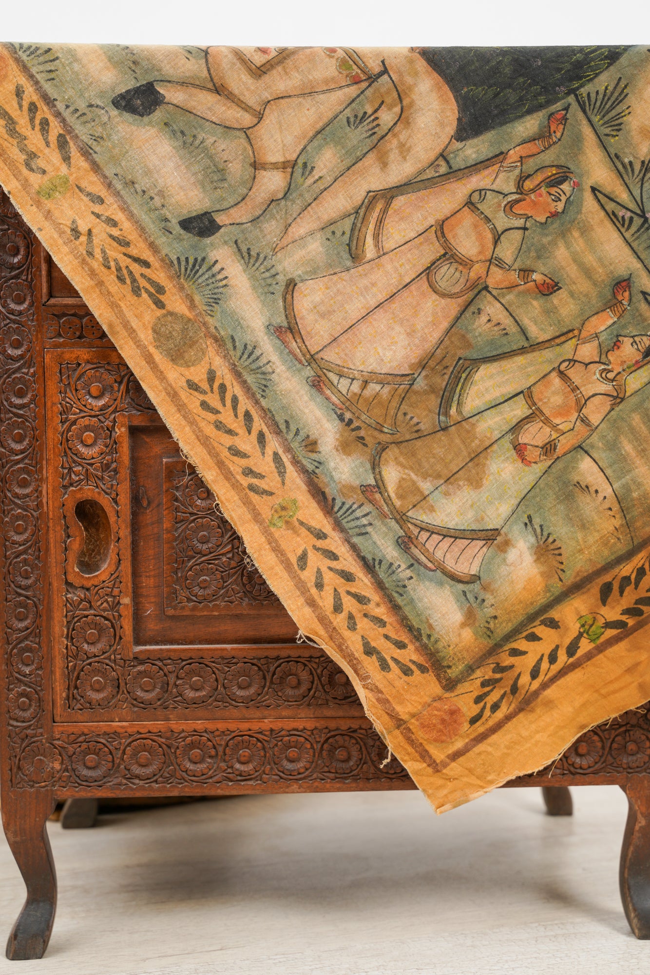 Antique Indian Maharajah Painting Textile 4'11" x 1'8"