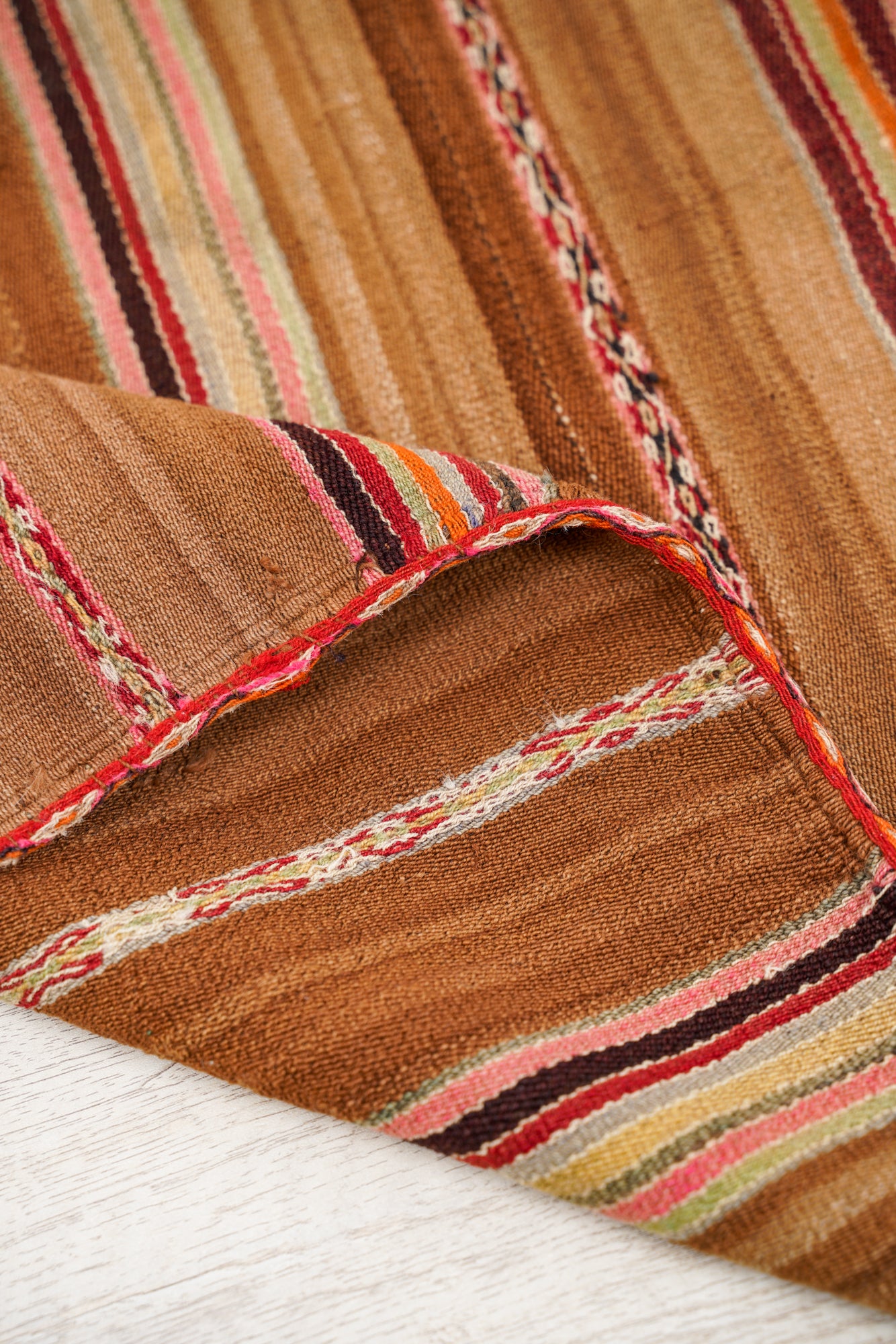 Vintage Bolivian Aguayo kilim 4'2" x 3'9"