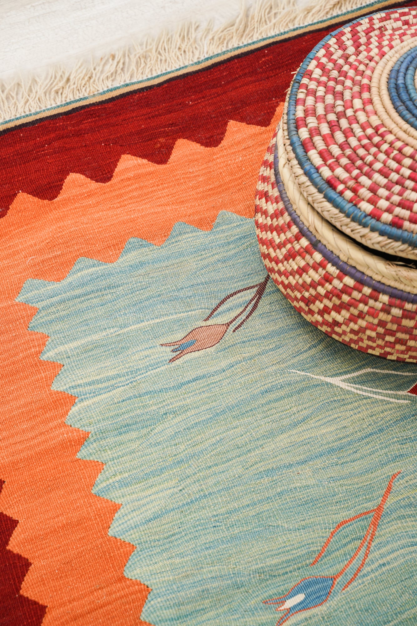 Vintage Turkish Tulip Kilim 4' x 2'9"