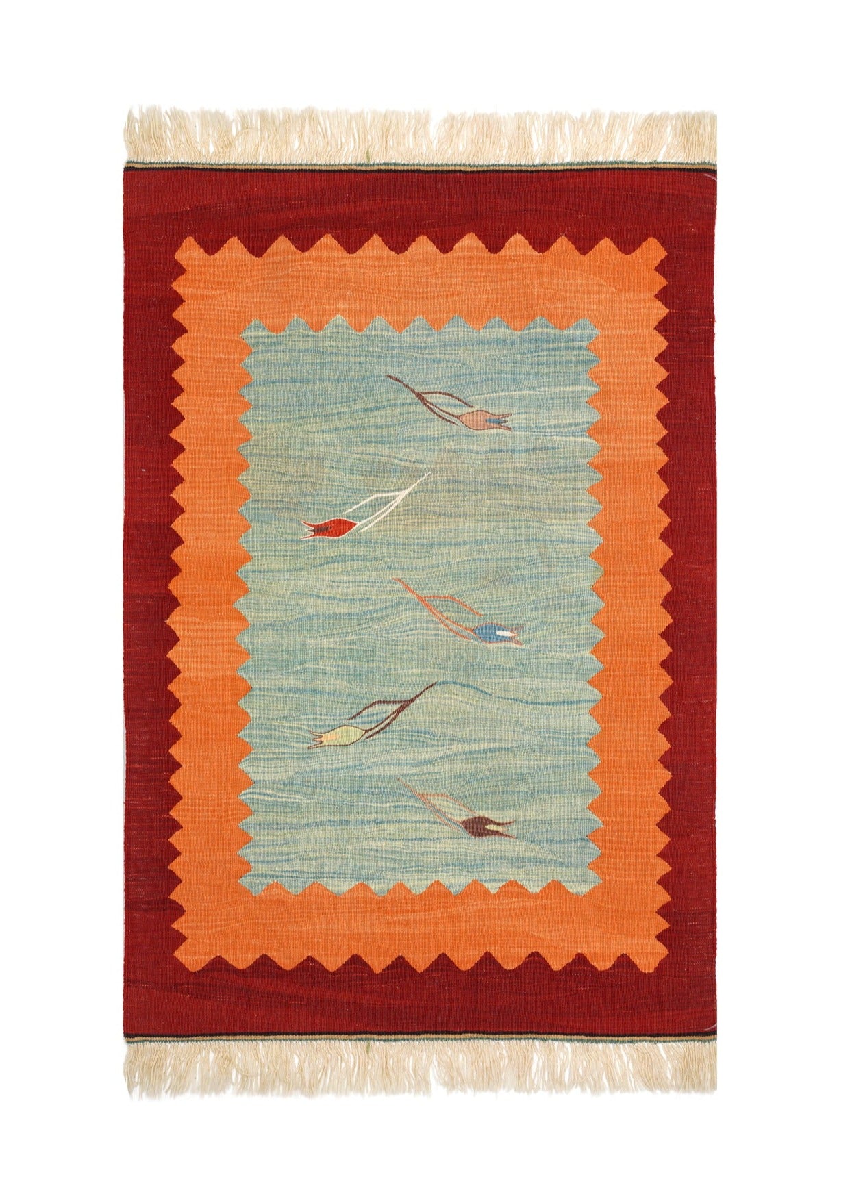 Vintage Turkish Tulip Kilim 4' x 2'9