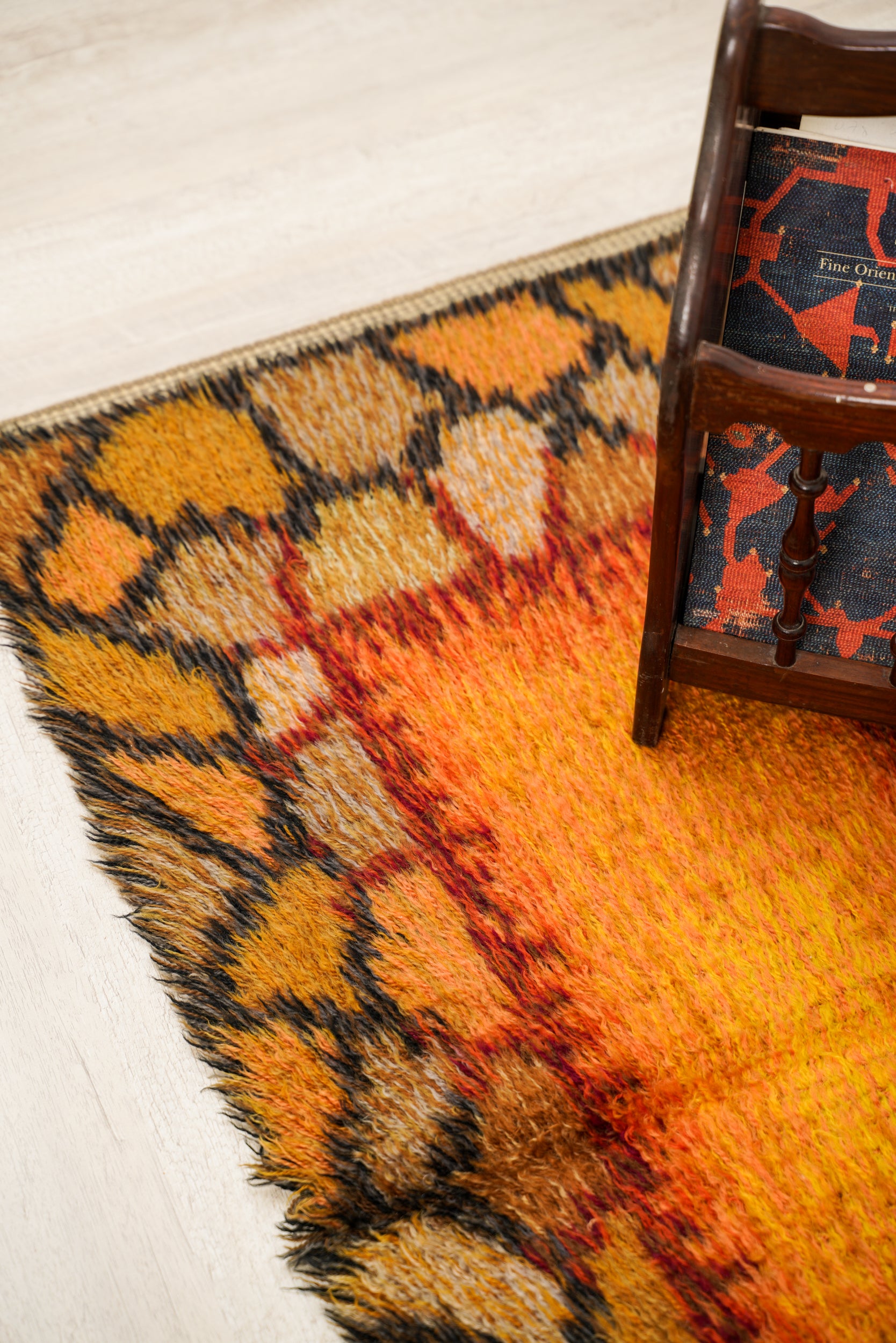 Vintage Scandinavian Rya rug 3'6" x 1'10"