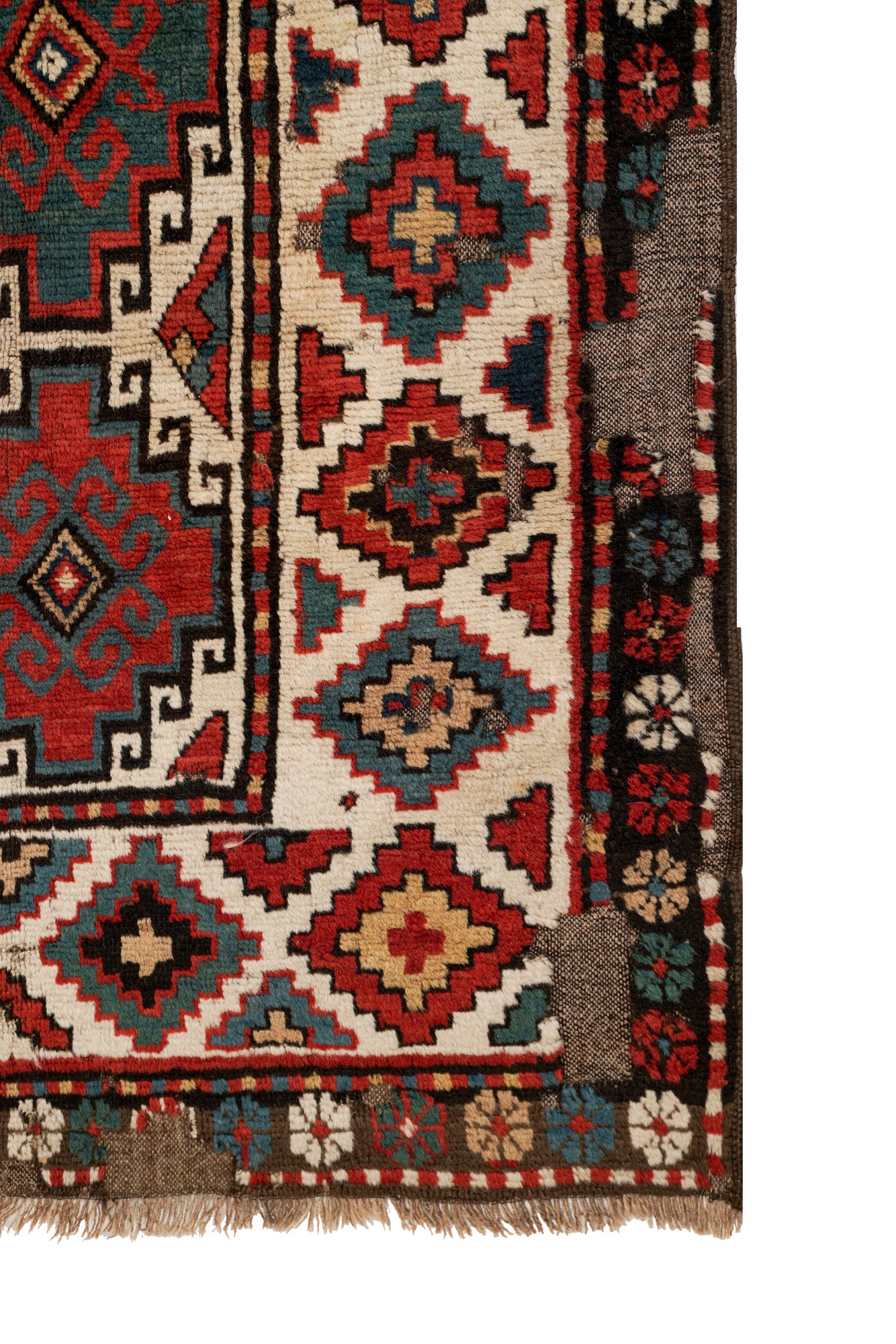 Antique Caucasian Memling Gol Kazak Rug 7'9" x 4'5"