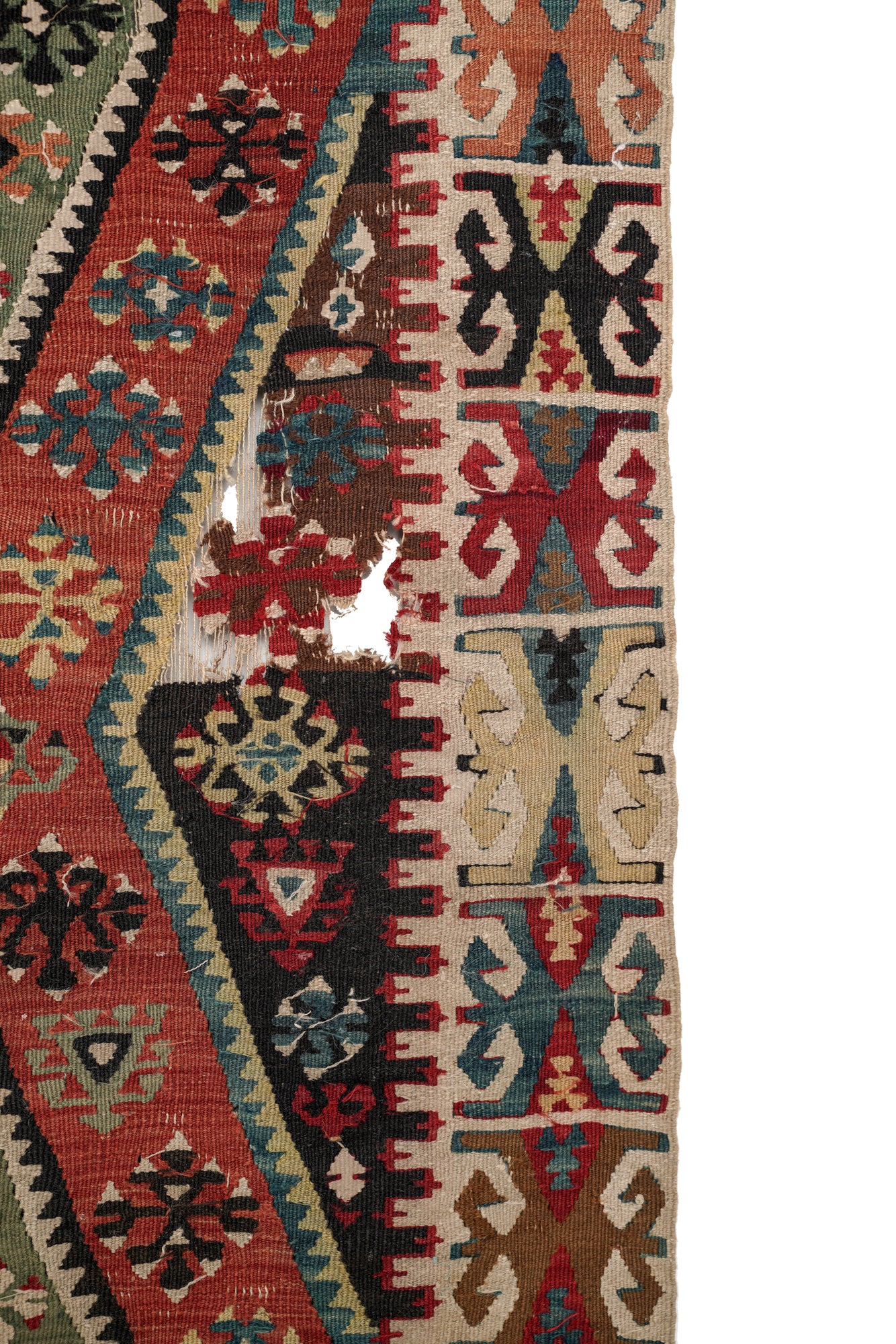 Antique East Anatolian kilim fragment 7'3" x 2'1"